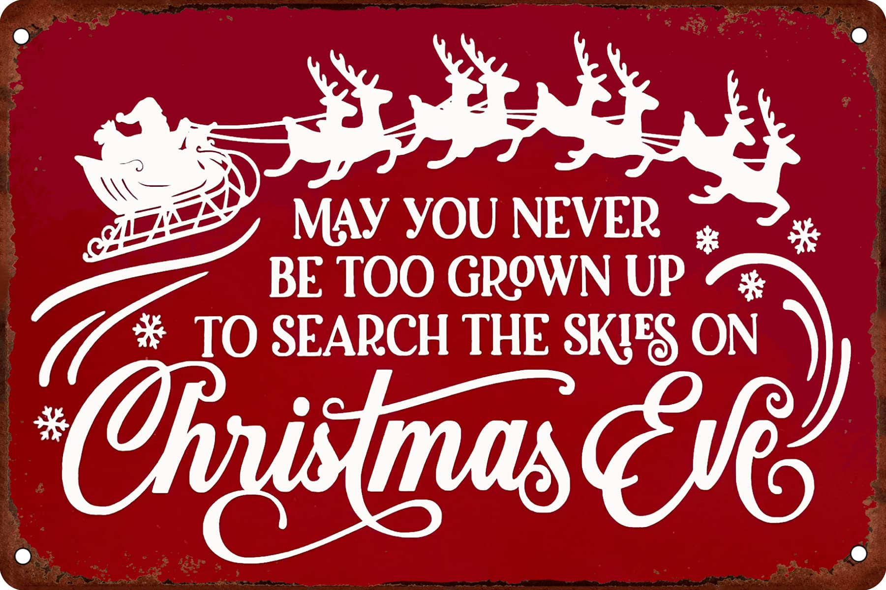 SMAZDFXX May You Never Be Too Grown Up to Search The Skies On Christmas Eve Vintage Metal Tin Sign Funny Christmas Signs Home Club Basement Bar Art Wall Decor 5.5"x8"