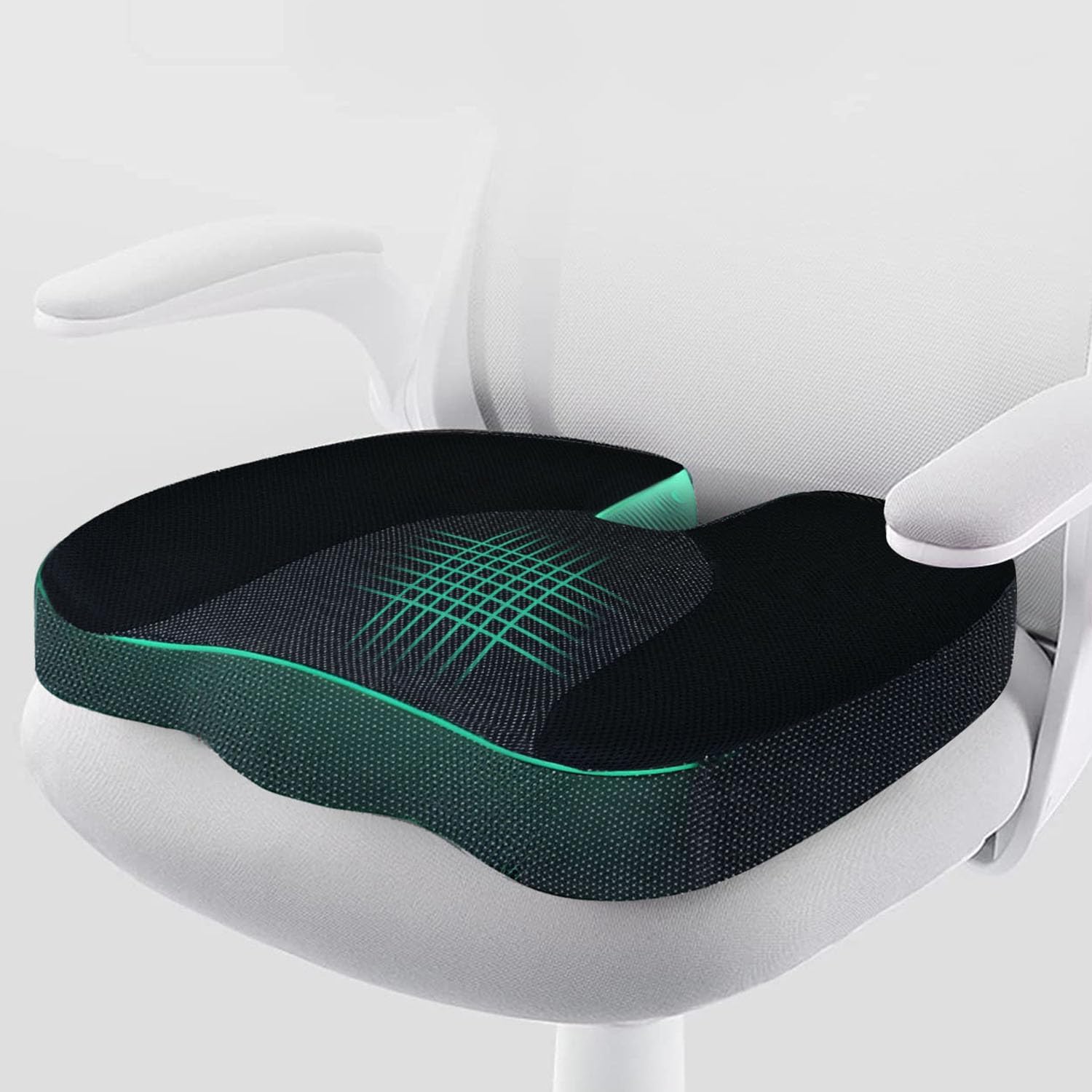 Sifoz Ultimate Comfort Chair Cushion for Sitting, Memory Foam Coccyx Seat Cushion Relieves Tailbone, Sciatica, & Back Pain - Ideal for Office, Home, Car, Chair & Wheelchair - Black (Black)