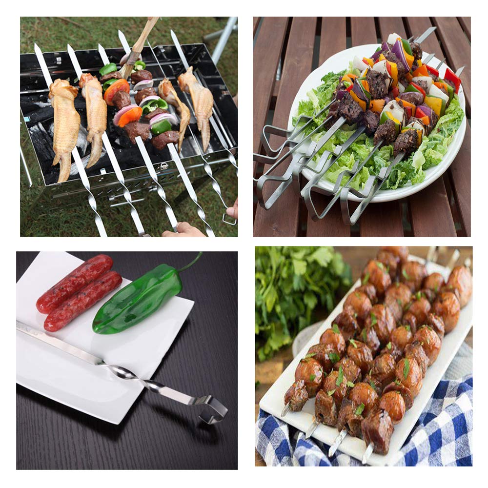 Lot De 10 Brochettes De Barbecue En Acier Inoxydable Avec Poignées En Bois, Brochettes De Barbecue En Métal Pour Brochettes, Antidérapantes Et Passent Au Lave-vaisselle