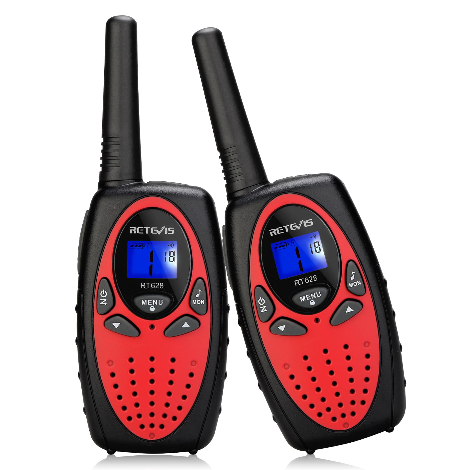 Retevis RT628 Walkie Talkie Bambini, Regalo Giocattolo VOX a Lungo Raggio per Vacanze, Facile da Usare per Campeggio e Avventura (1 Coppia, Rosso)