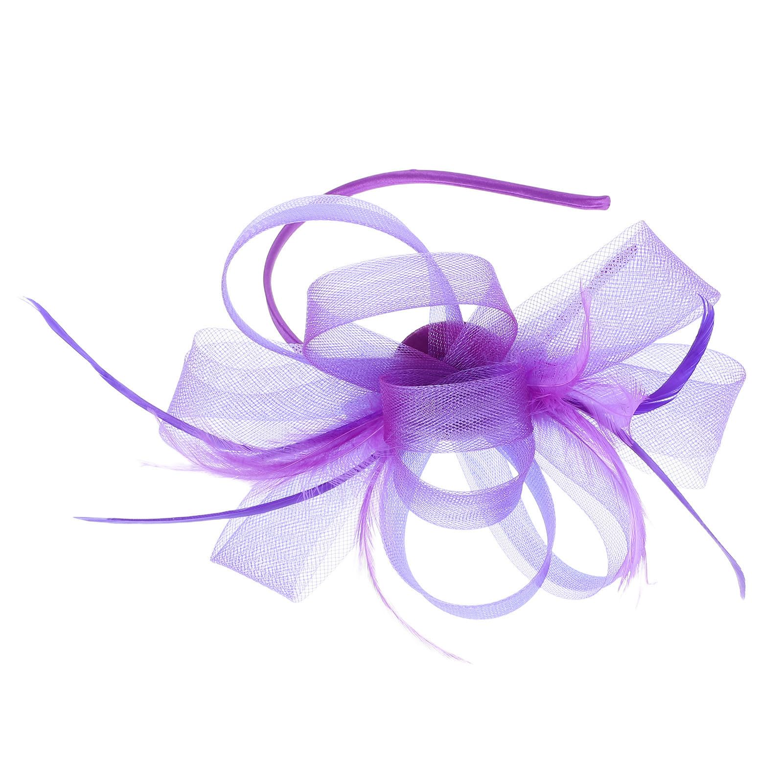 SEWACC 5 Juegos Diadema de Plumas Púrpura para Mujer Lazo Elegante y Clip Cómodo, Accesorio Multifuncional Adecuado para Bodas y Fiestas