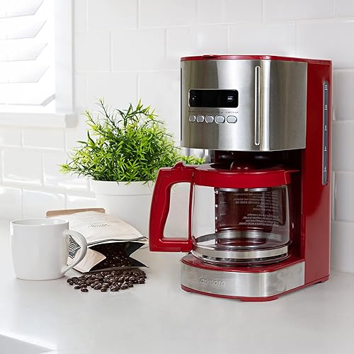 Miniatura 2 de Kenmore Aroma Control - Cafetera programable de 12 tazas cafetera de goteo de acero rojo y inoxidable jarra de vidrio filtro reutilizable