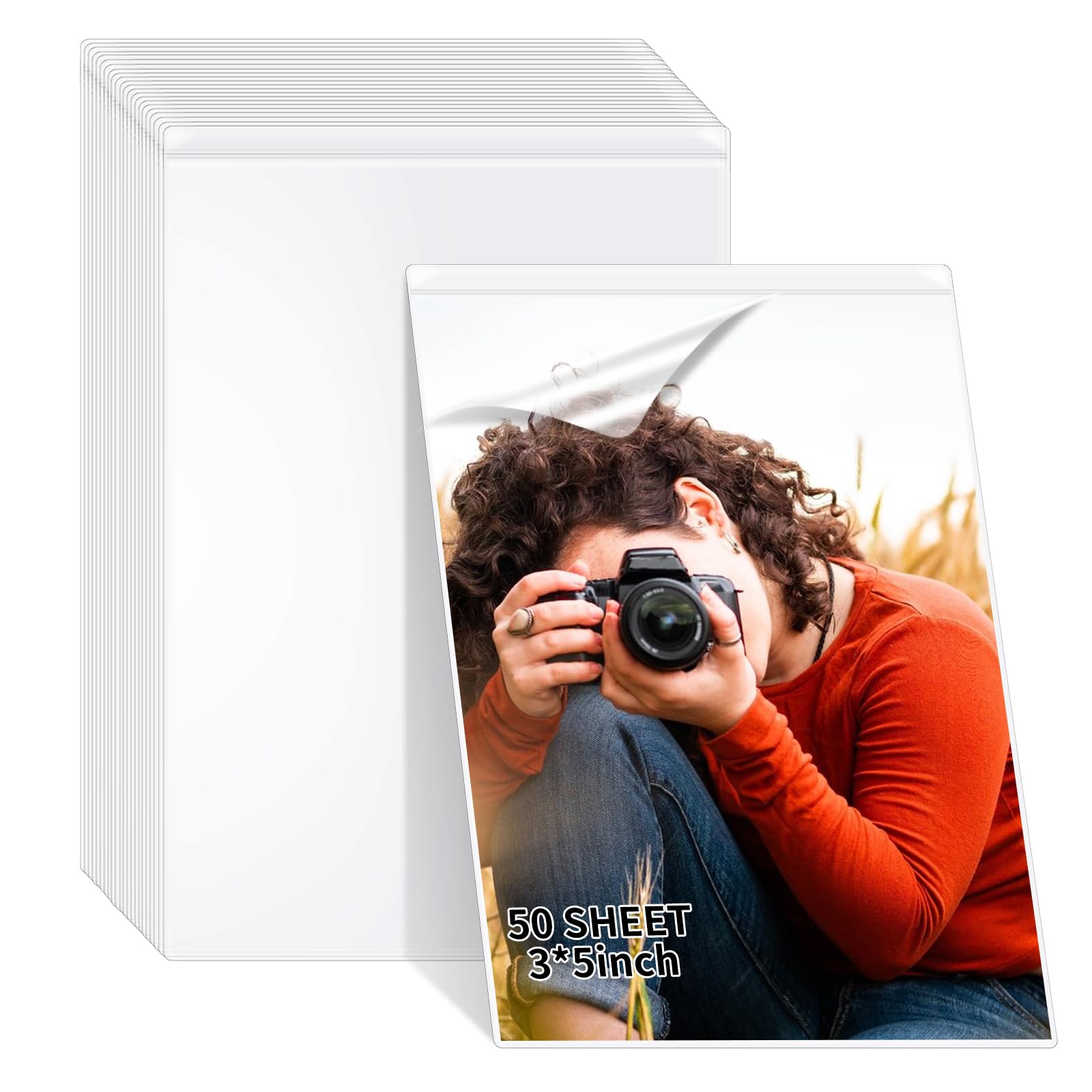 50 Sheets 3x5inch Self Seal Laminating Pouches Self Adhesive Laminating Sheet No Laminating Machine Needed for Photos Index Cards