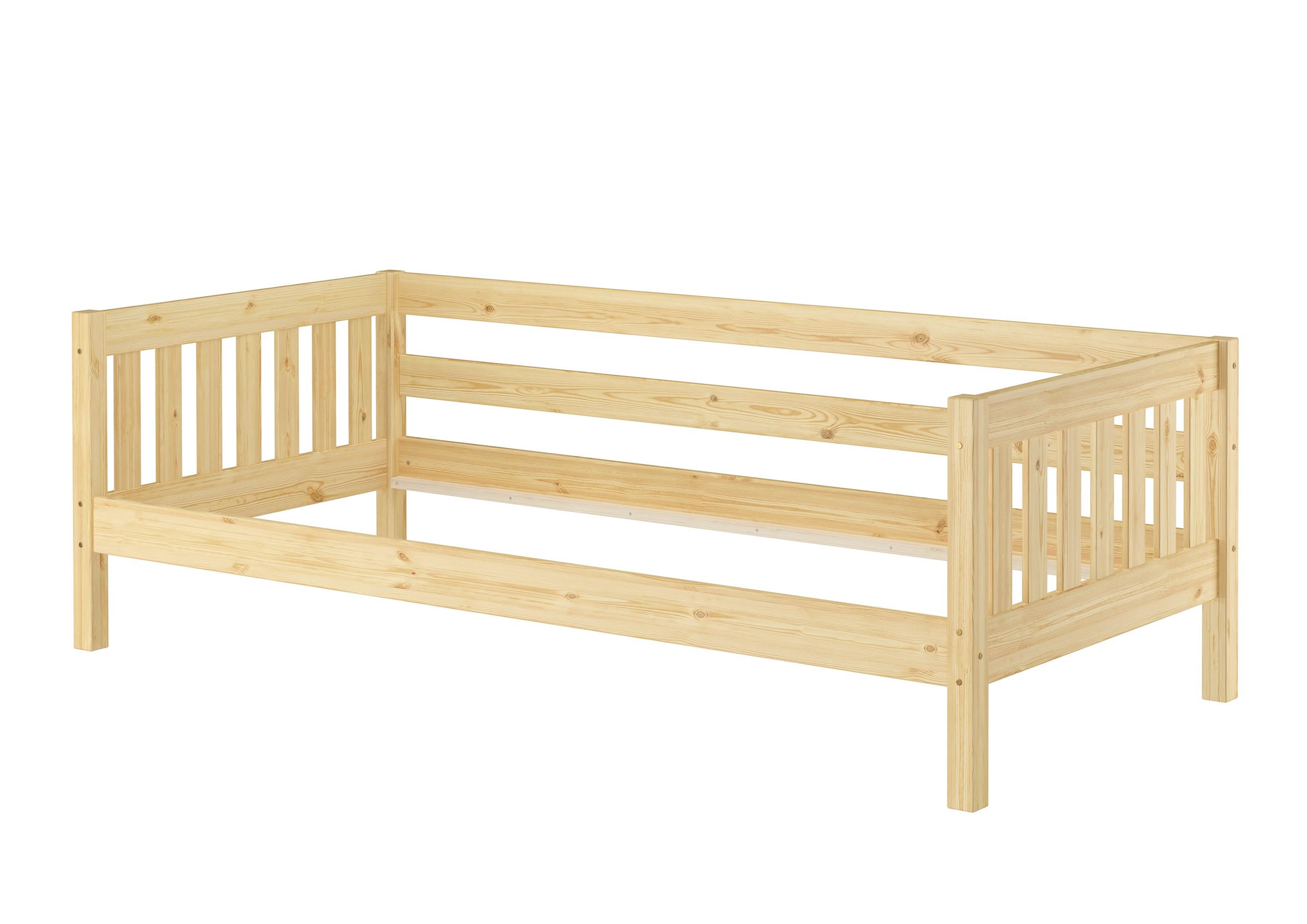 Erst-Holz®Gemütliches Kinderbett mit Dreiseitiger Sicherung 90 x 200 cm KieferRollrost inkl.