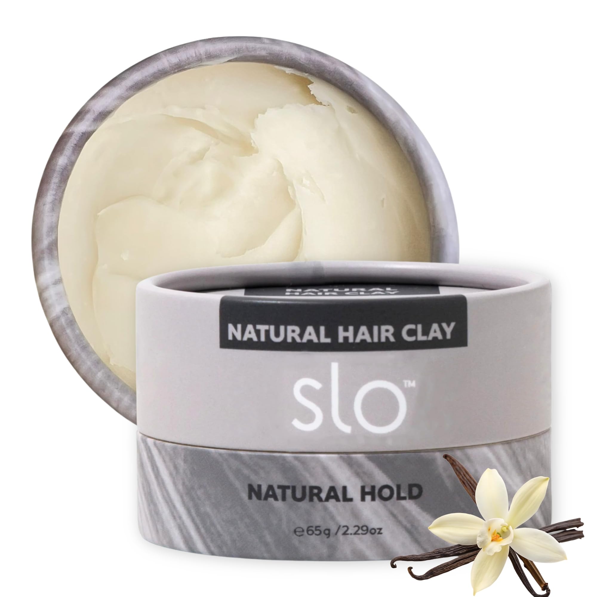 Slo | Natural Hair Clay - All Natural Ingredients, Vegan & Cruelty Free, Plant-Based, Modern Alternative to Styling Gels, All Hair Types | Natural Hold, (2.29oz/65g)