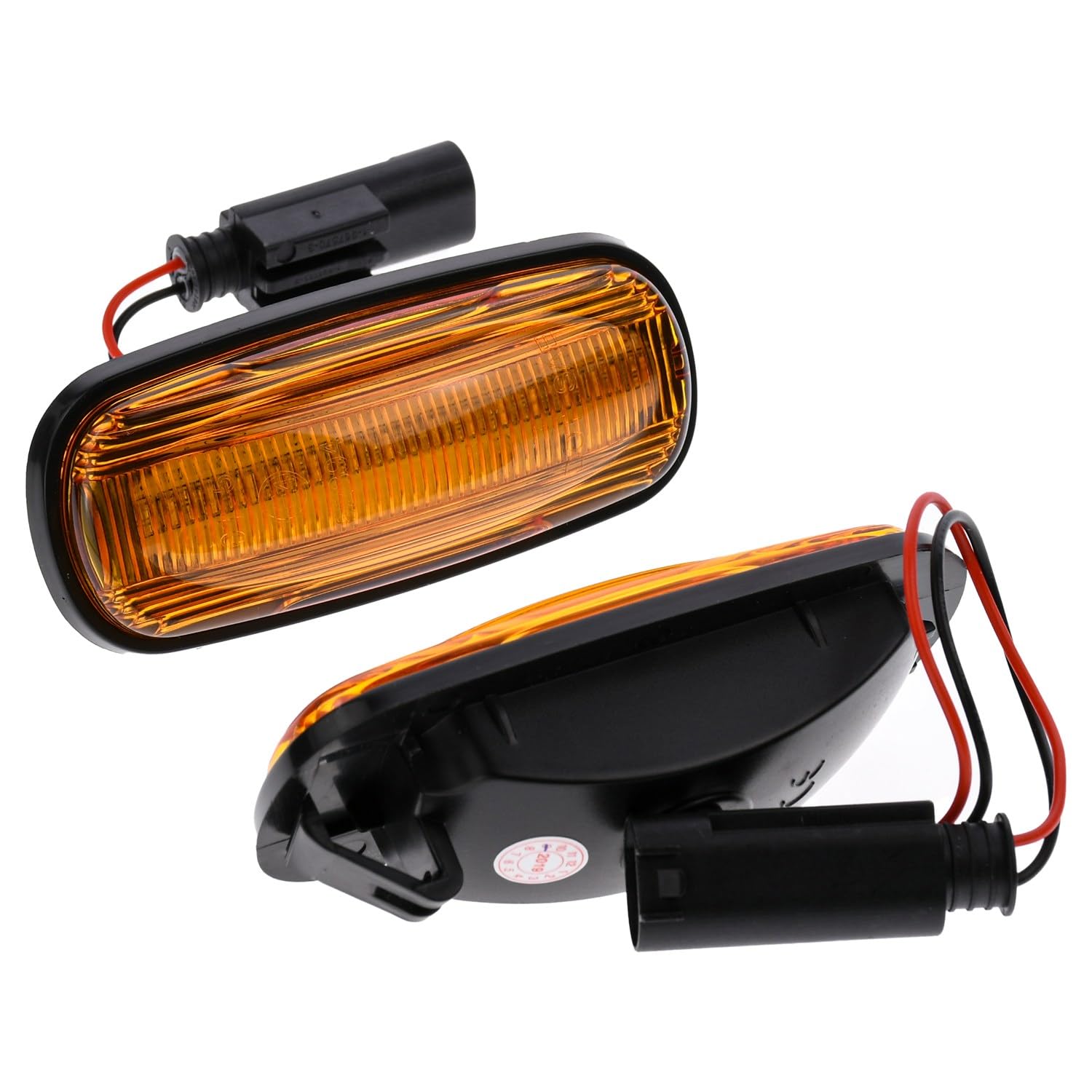 BRANDT Set di indicatori di direzione laterali a LED per parafango + cavo giallo adatto per Land Rover Defender I Td5 Puma L316 Discovery II L318 Freelander I L314 MG ZS ZT ZT-T Rover 45 75