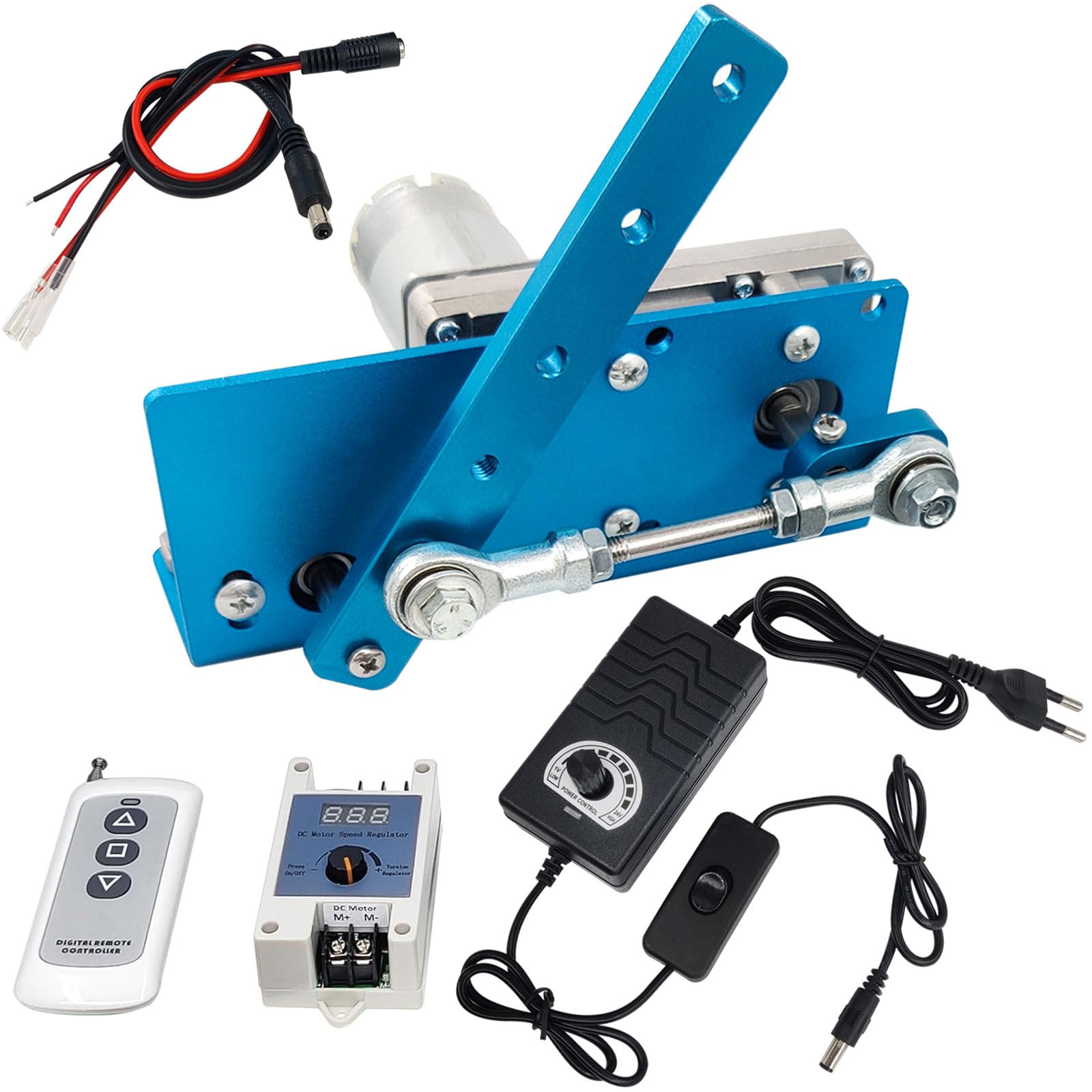 DIY Hubraum-Schwingmotor 24V, Schwingwinkel 20-120 Grad Einstellbar, Drehzahl 90rpm mit Drehzahlregler und Fernbedienung