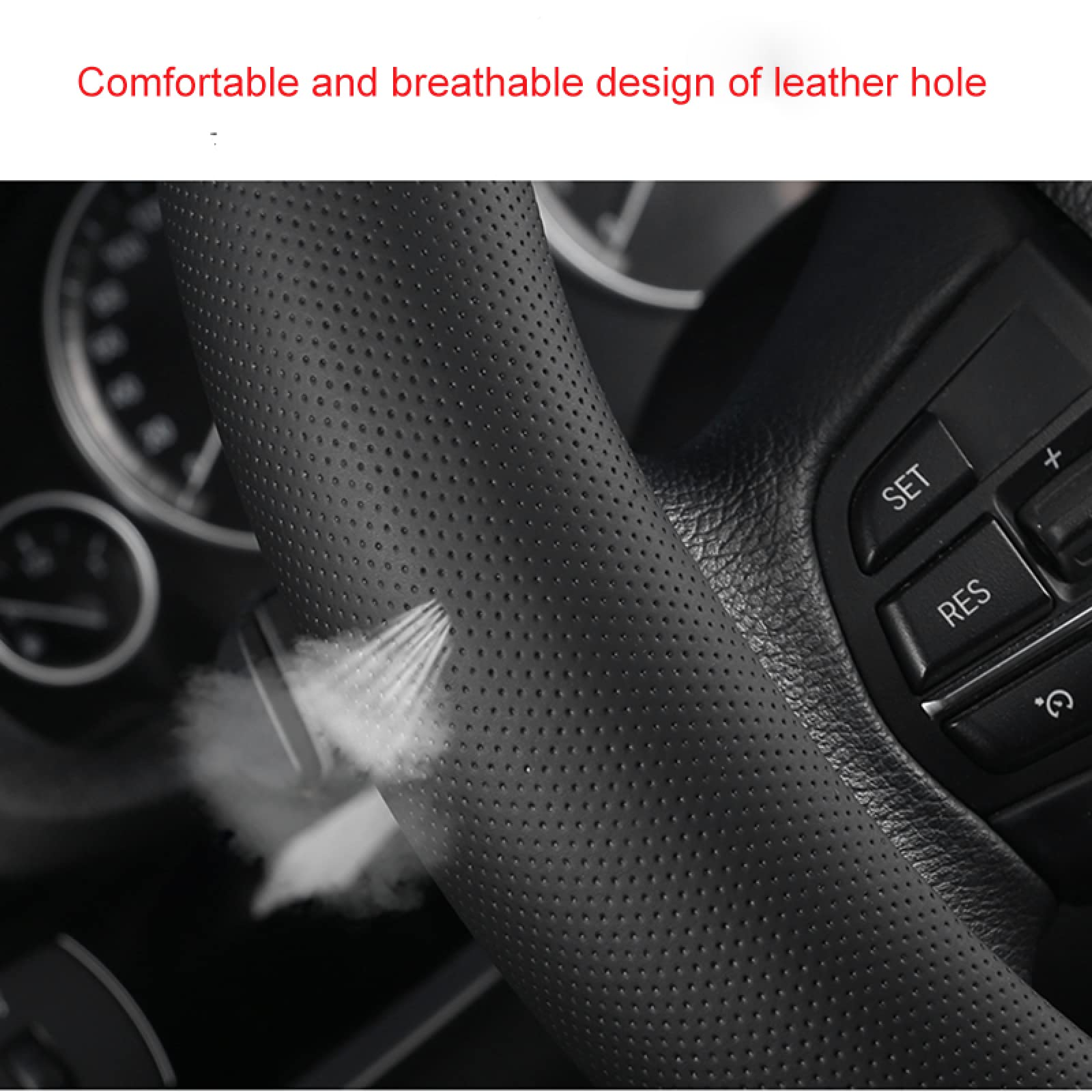 Voor Volvo Xc60 2010-2013 S80 2012-2016 Handgestikte Antislip Zwart Lederen Suède Auto Stuurhoes  34