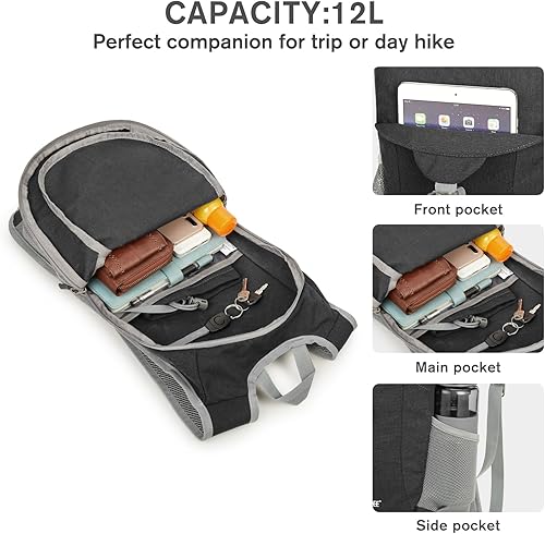 Miniatura 3 de G4Free Mochila de senderismo de 12 litros, mochila de senderismo pequeña y ligera para viajes al aire libre, mini bolsa de hombro plegable