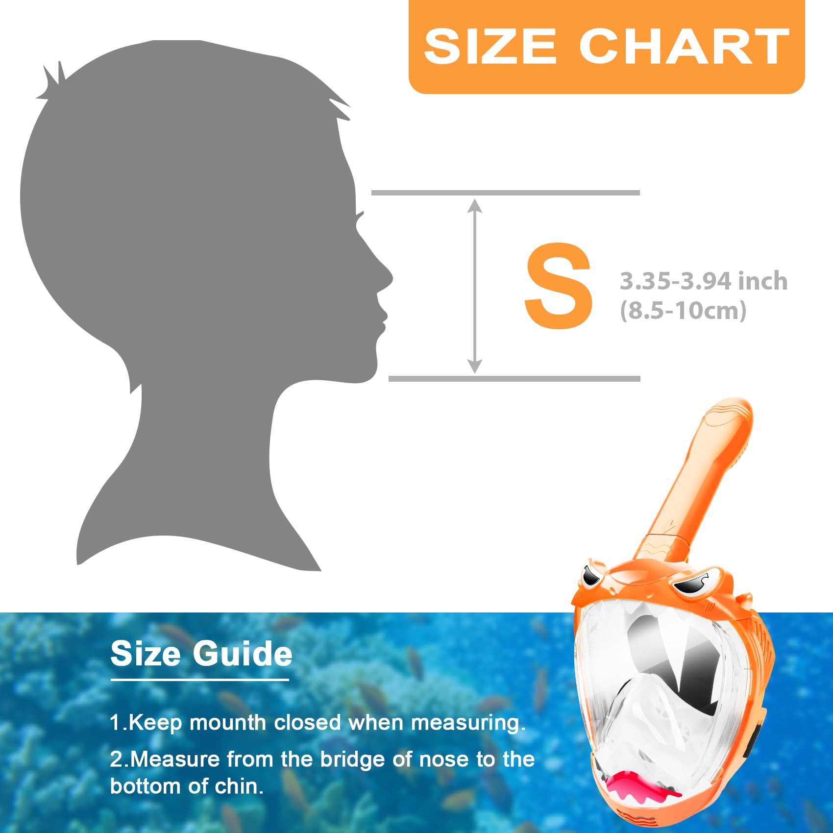 Máscara De Esnórquel De Cara Completa Para Niños - Vista Panorámica 180°, Antifugas, Antivaho, Tubo Plegable, Diseño Tiburón