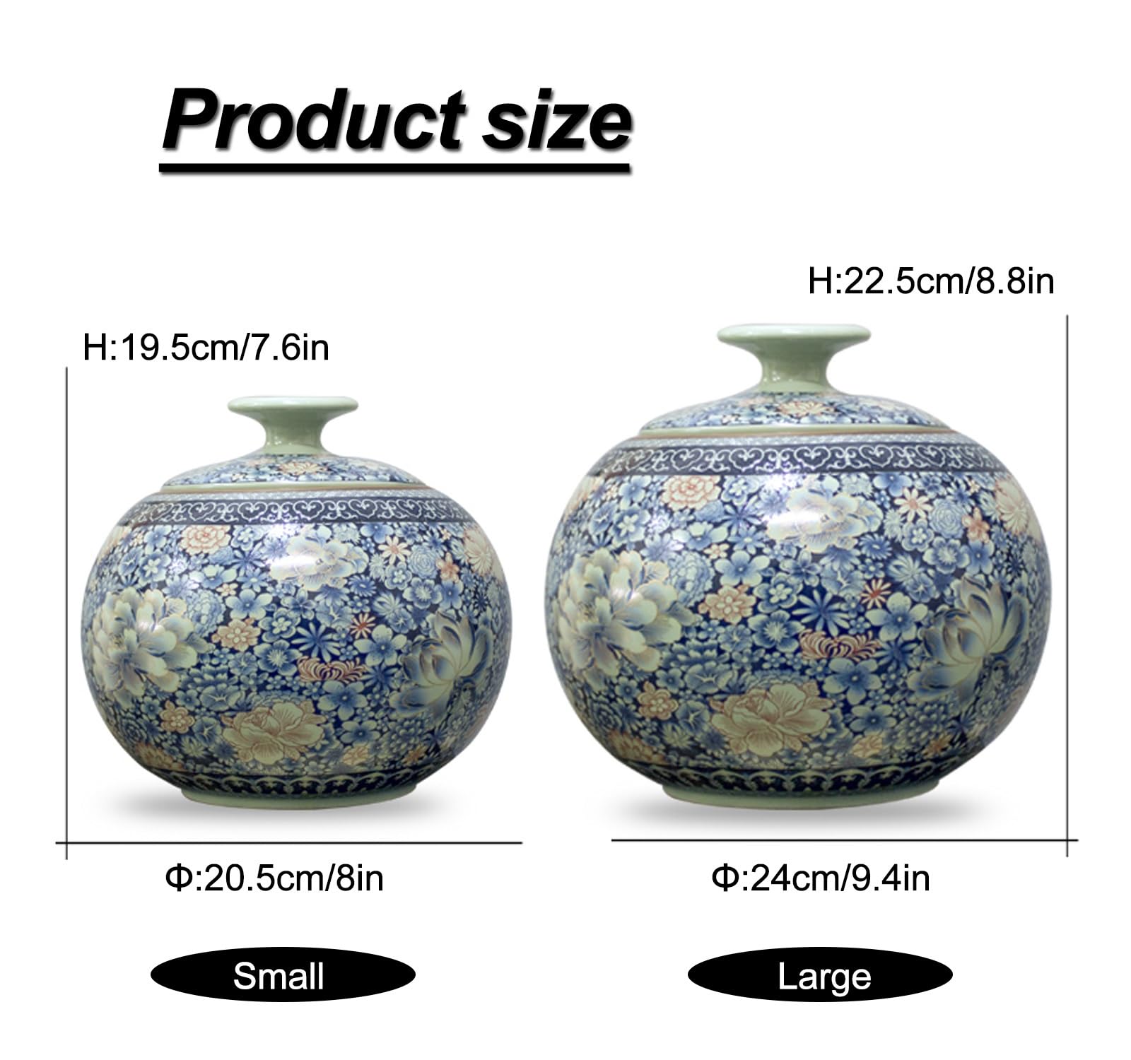 Dispenser Cereali in Ceramica con Coperchio, Barattoli Ermetici per Alimenti, Grande Contenitore per la Conservazione del tè, Barattolo per Cereali, Snack e Caramelle(Small)