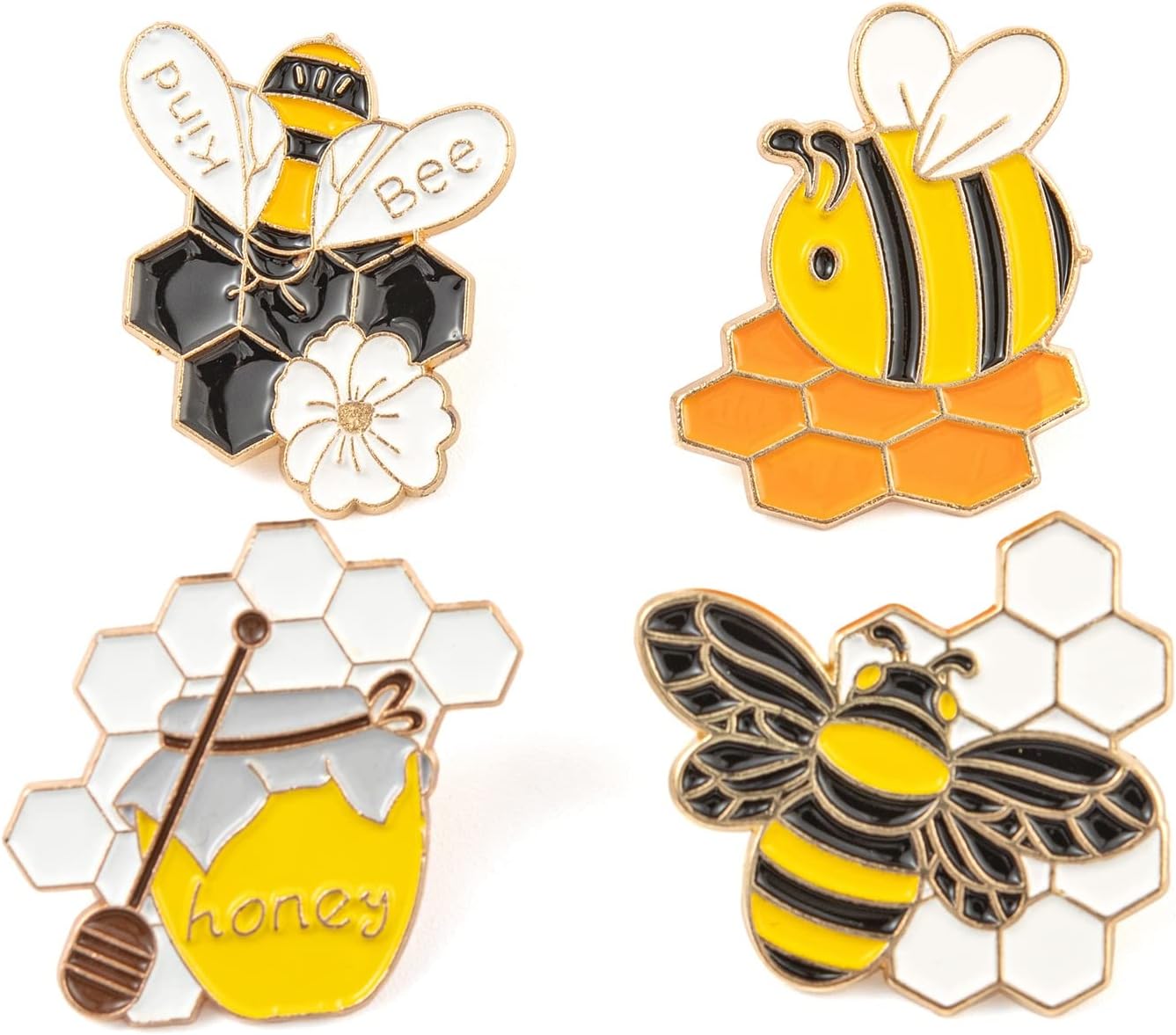 Ornaland 4 Pcs Honey Bee Brooches Enamel Cartoon Insect Bee Pin Lapel for Women Clothing Bags Backpacks Jackets Hat - Image 3