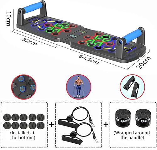 Miniatura 5 de Tabla de Flexiones para Hombres, Barra de Flexiones Equipo de Entrenamiento en Casa, Asas de Flexiones Equipo de Ejercicio de Gimnasio en Casa Negro