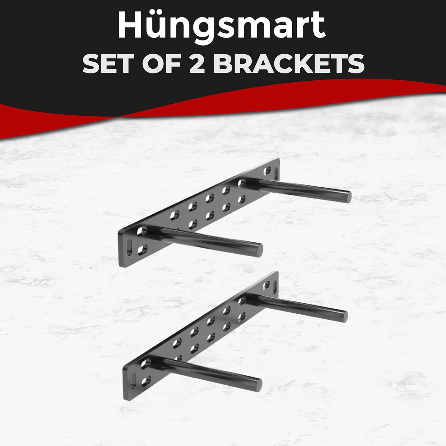 Set of 2 Floating Shelf Brackets 11 inch Multiple Mounting Location Baseplate/Heavy Duty Black Painted Mild Steel Bracket Hidden Wall Shelves Support Hardware Mount Kitchen/Nursery Decor (4 inch Rods)