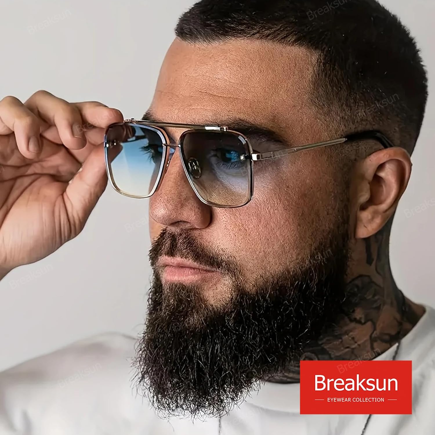 Oversized Square Aviator Sunglasses for Men Women Fashion Metal Frame Aviator Sun Glasses Tinted Lens - Image 2