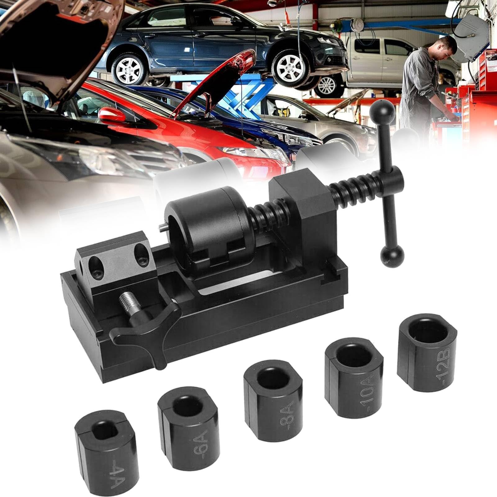 Fuel Line Fittings Installation Tool Kit 4AN 6AN 8AN 10AN 12AN Bracket Hose Oil Cooling Pipe Connect, Aluminum Alloy, Compact & Lightweight, Easy Operation, For Vice