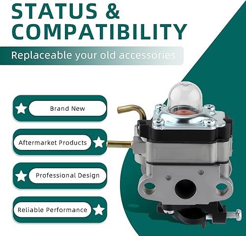 Miniatura 4 de AUTOKAY Carburador 753-06258A para MTD 75306258A Ryobi RY252CS RY253SS RY251PH RY254BC 2 ciclos 25ccTrimmer Craftsman Cultivator 316299372 316773800
