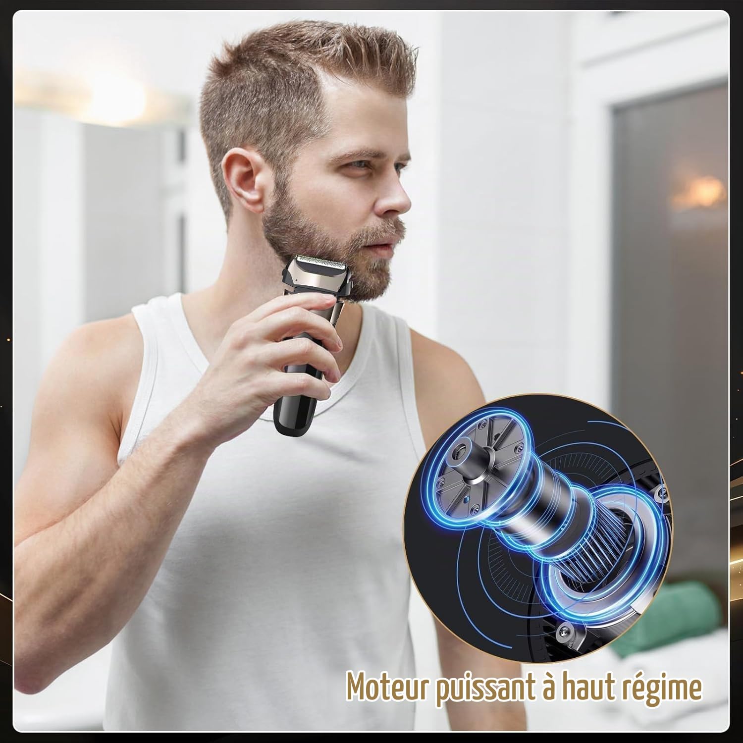2 en 1 Rasoir Electriques Hommes, avec Écran LCD, Tondeuse Barbe, Rasoir Électrique Rechargeable pour Homme, Wet & Dry, Étanche, Rasage Précis et Doux, pour Soins Corps, Cheveux et Visage