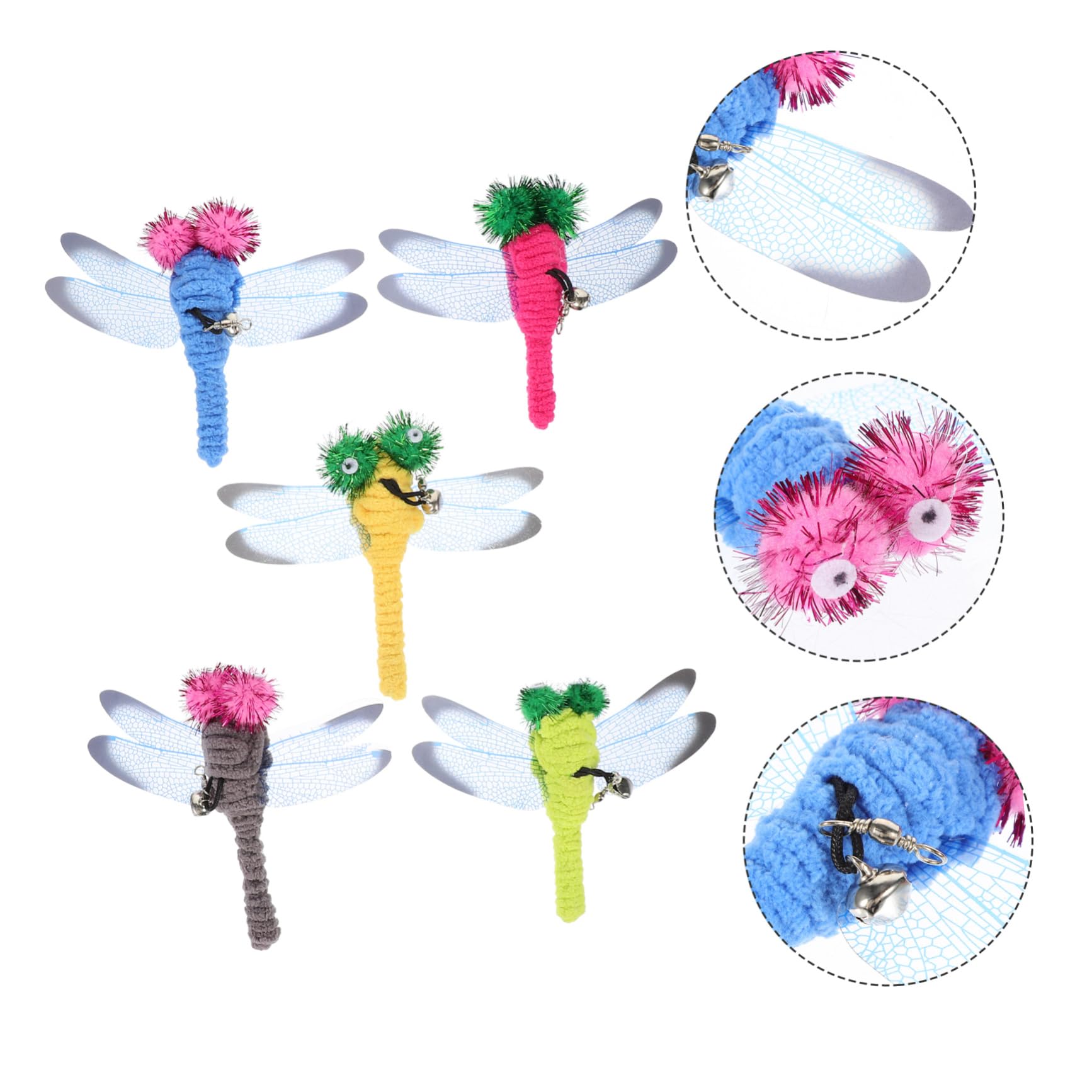 minkissy 15 pezzi Cat Teaser Bacchetta giocattolo coniglio giocattoli sfusi gatto verme giocattolo Cat Toys libellula gatto sostituzione gatto bacchetta allegati coniglietto giocattoli per conigli