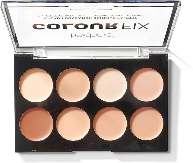 Technic Colour Fix Cream Foundation Contour Makeup Palette - 8 Creamy Shades To Conceal, Shape & Define