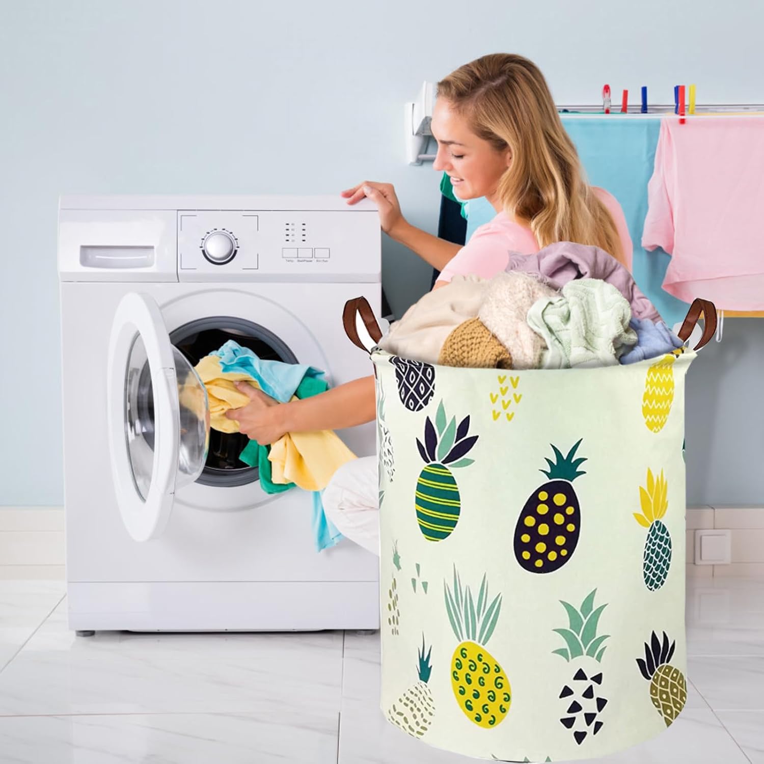 Collapsible Laundry Basket in Bedroom Waterproof Laundry Hamper in Bathroom Large Laundry Bag in College Dormitory Cloakroom Livingroom Nursery Organizer Toy Bin