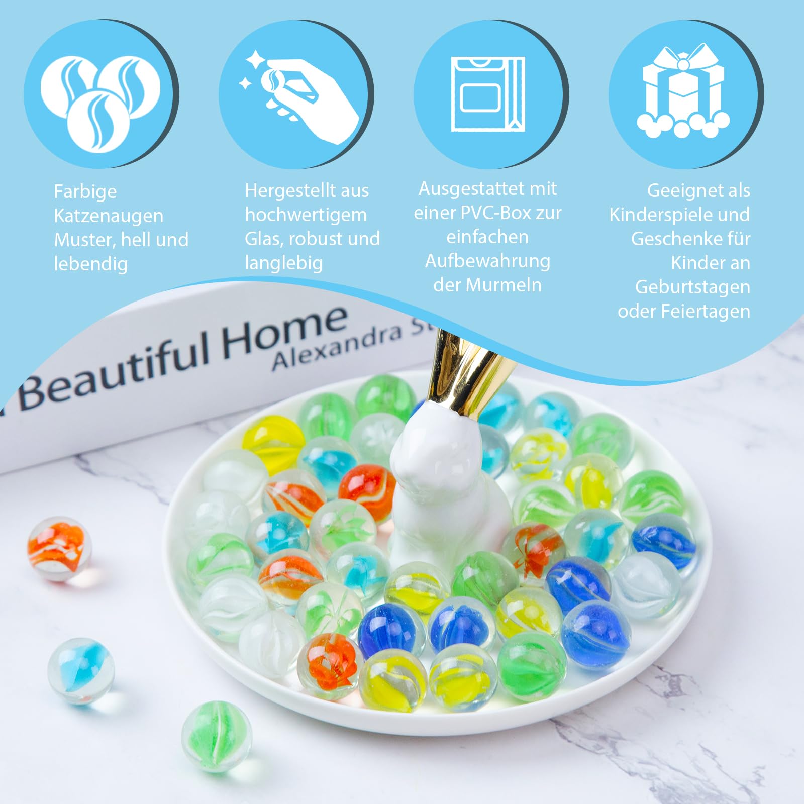 20 Stück Leucht-Murmeln 14mm - Bunte Glasmurmeln Die Im Dunkeln Leuchten