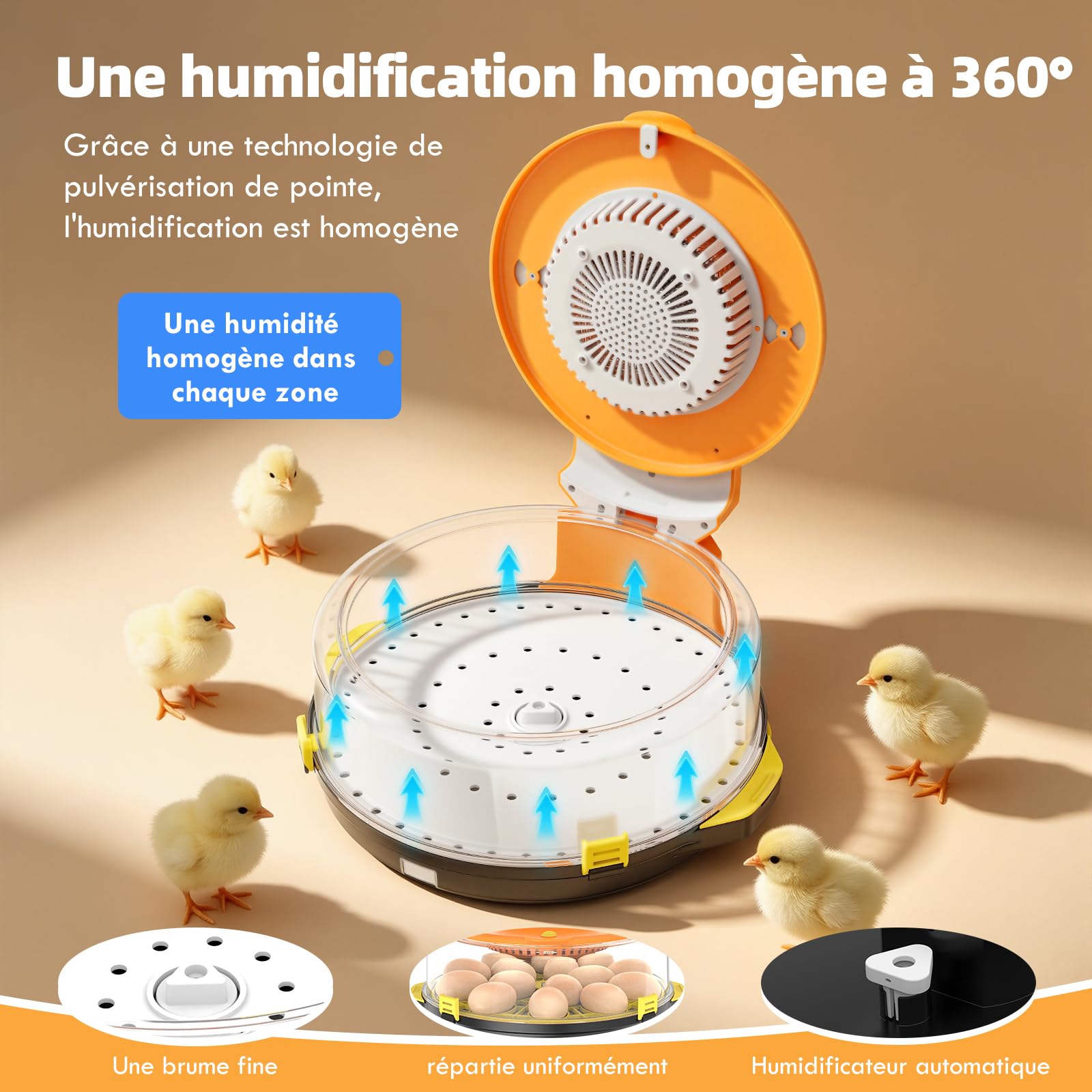Couveuse Automatique 15 Œufs, Incubateur d’Œufs avec 5 Modes, Retournement Automatique, Contrôle Température et Humidité, Mire-Œufs Intégré pour Poule, Caille, Canard