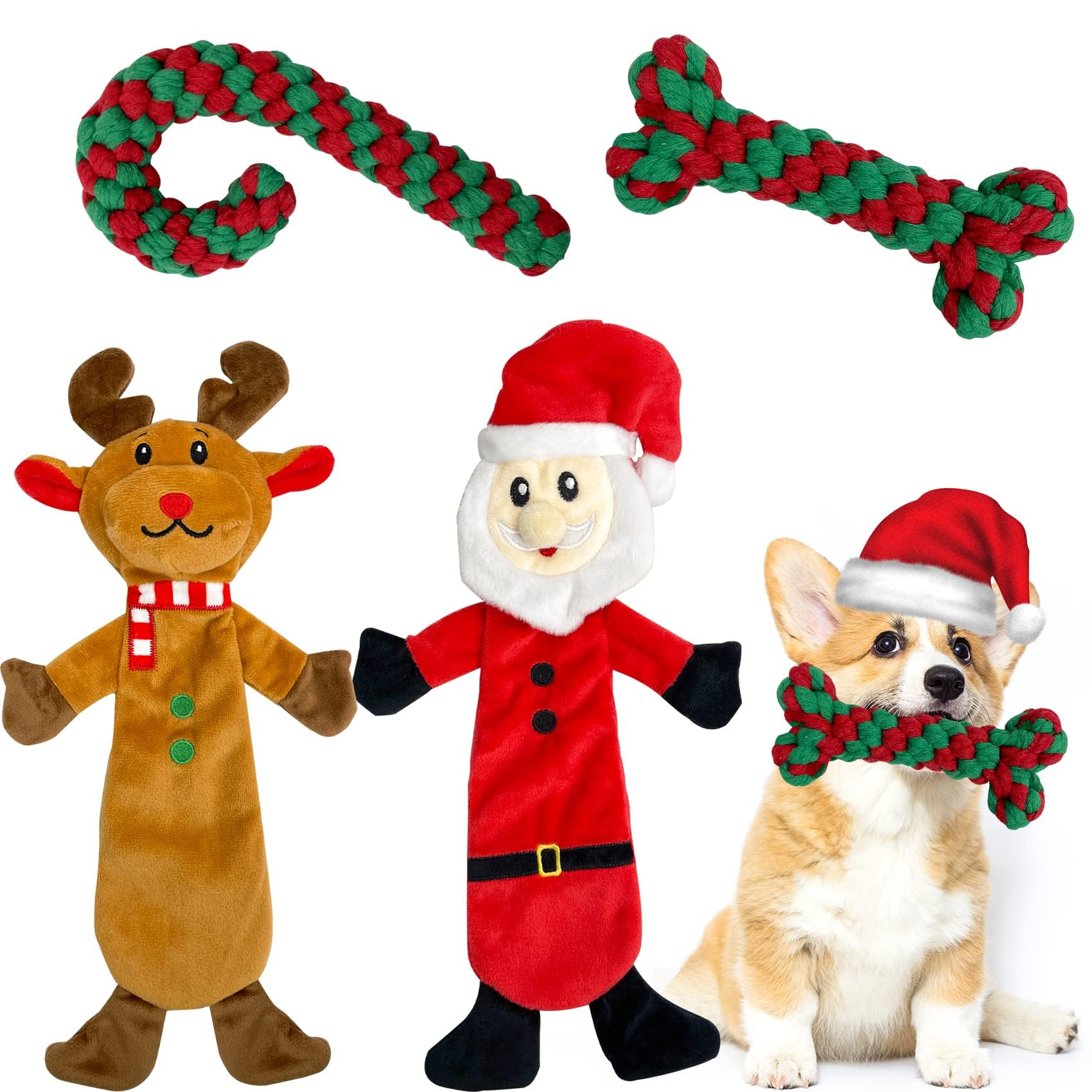 Jouets de Noël pour chien ultra résistants pour mastication intense