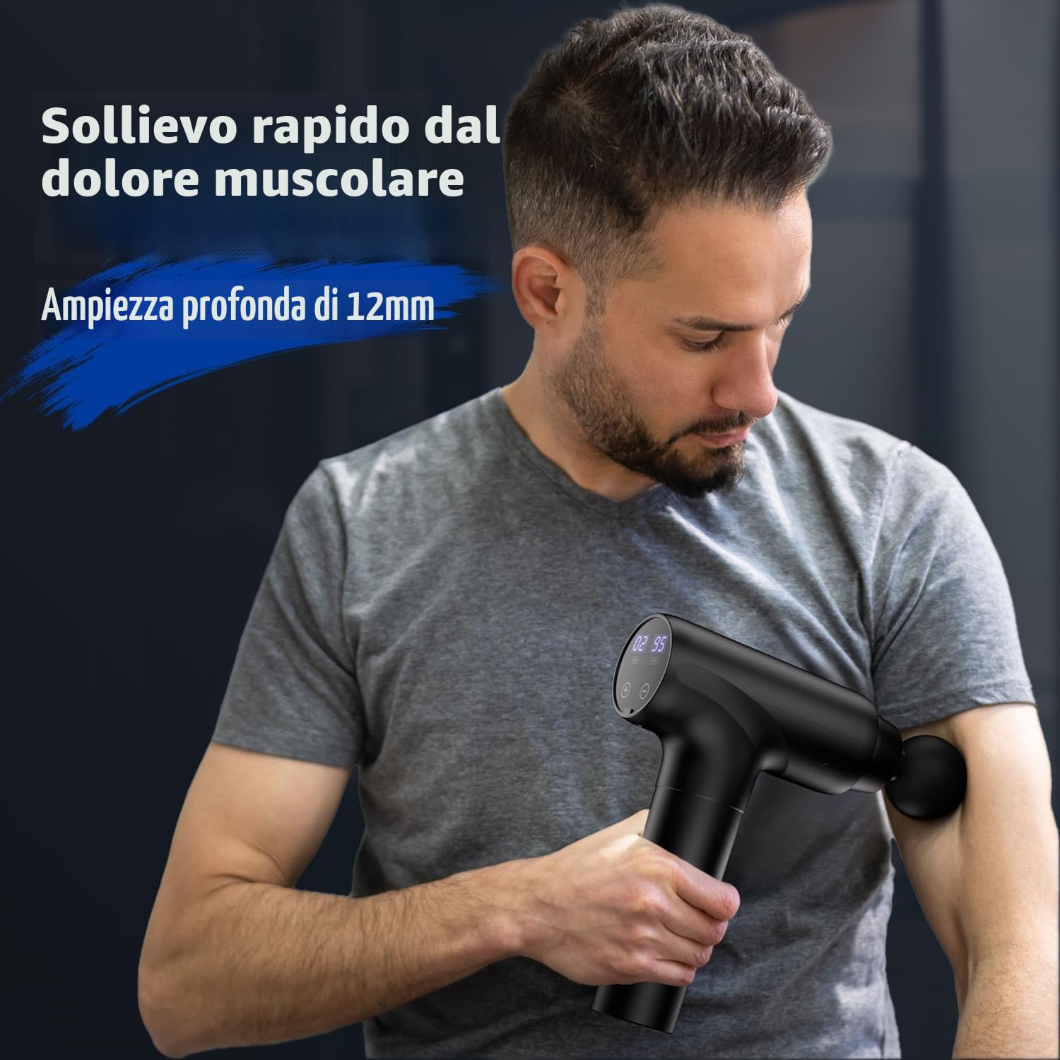 Cotsoco Pistola Massaggio Muscolare con Calore, 20 Velocità e 10 Testine, Massaggiatore a Percussione con Schermo LED Touch, Silenziosa con Borsa da Trasporto