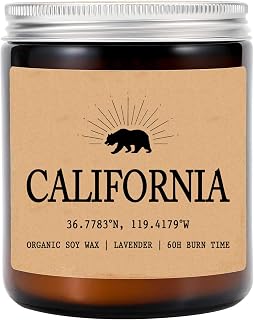 HTDesigns California Golden State Scented Soy Wax Candle - 8oz, 50hr Burn Time, Gift for Her/Him - Home Decor