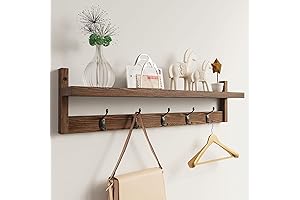 AMBIRD Wall Hooks with Shelf for Entryway