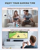 Vista 5 de Cargador Switch 2 Adaptador de corriente de CA de 60 W para Nintendo 21 con cable de 5 pies de largo, compatible con base de TV 4K, fuente de carga