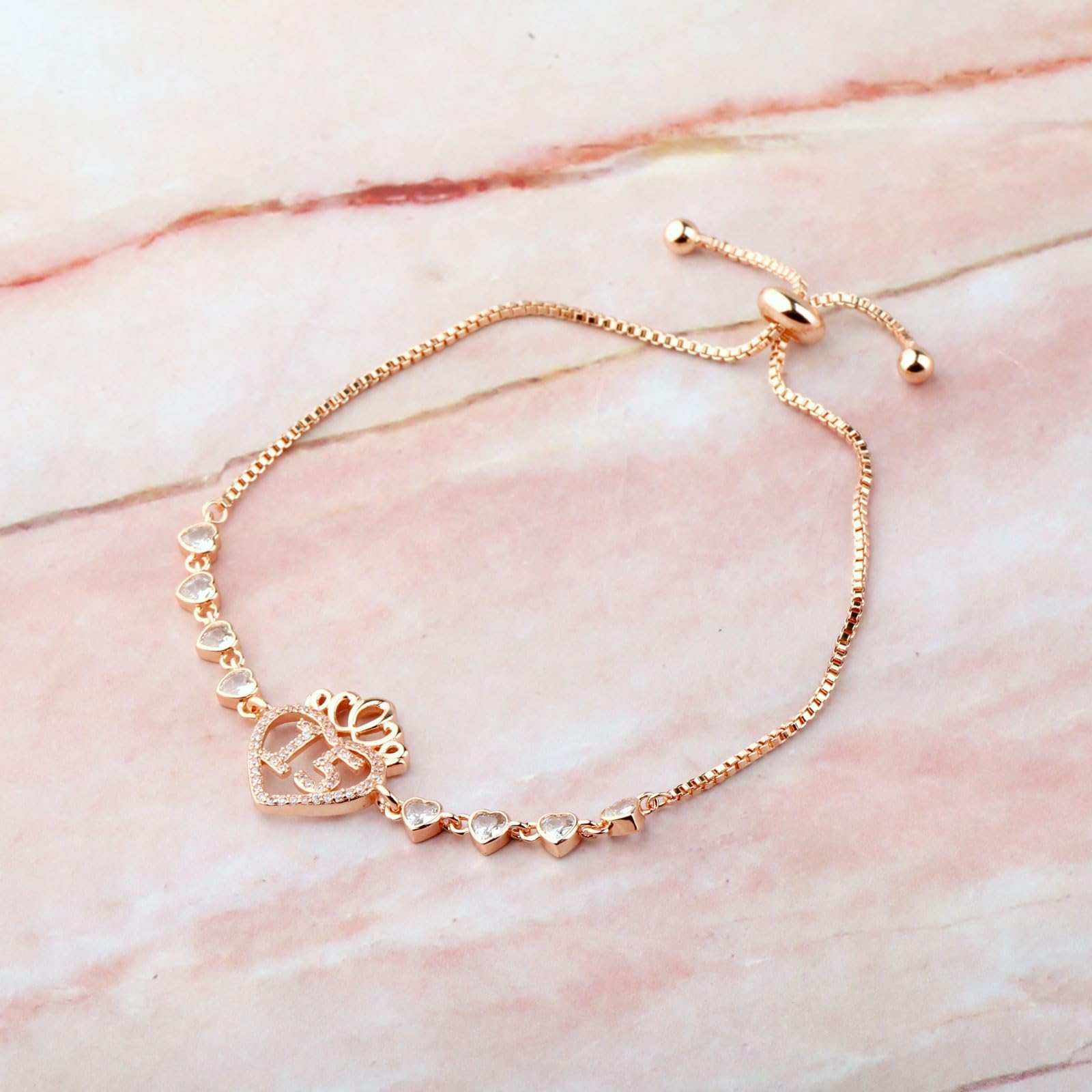 FEELMEM Quinceanera 15 Quince Anos Princess Crown Charm Bracelet Happy 15th Birthday Gift