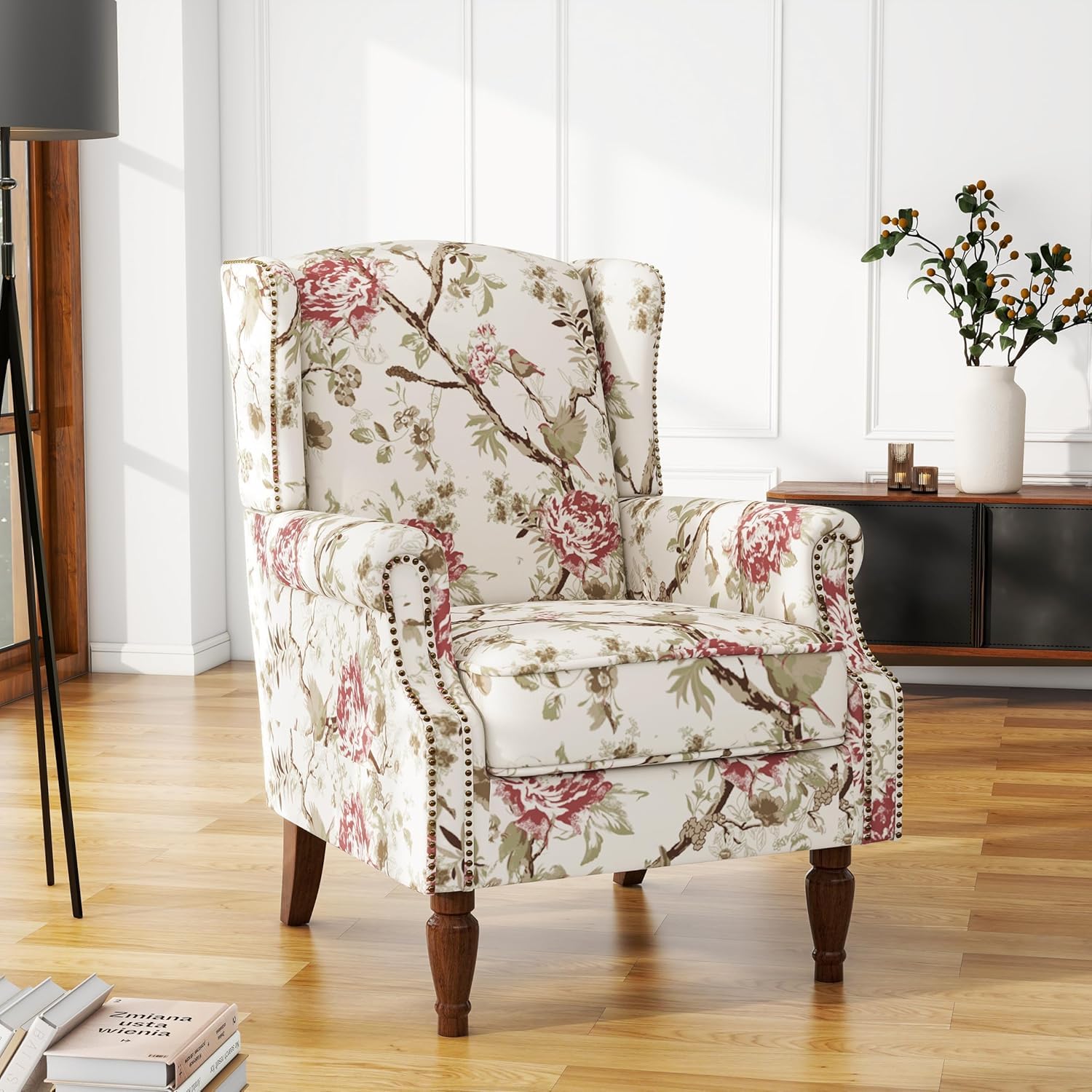 Amazon.com: UIXE High Back Accent Chair, Fabric Wingback Chair
