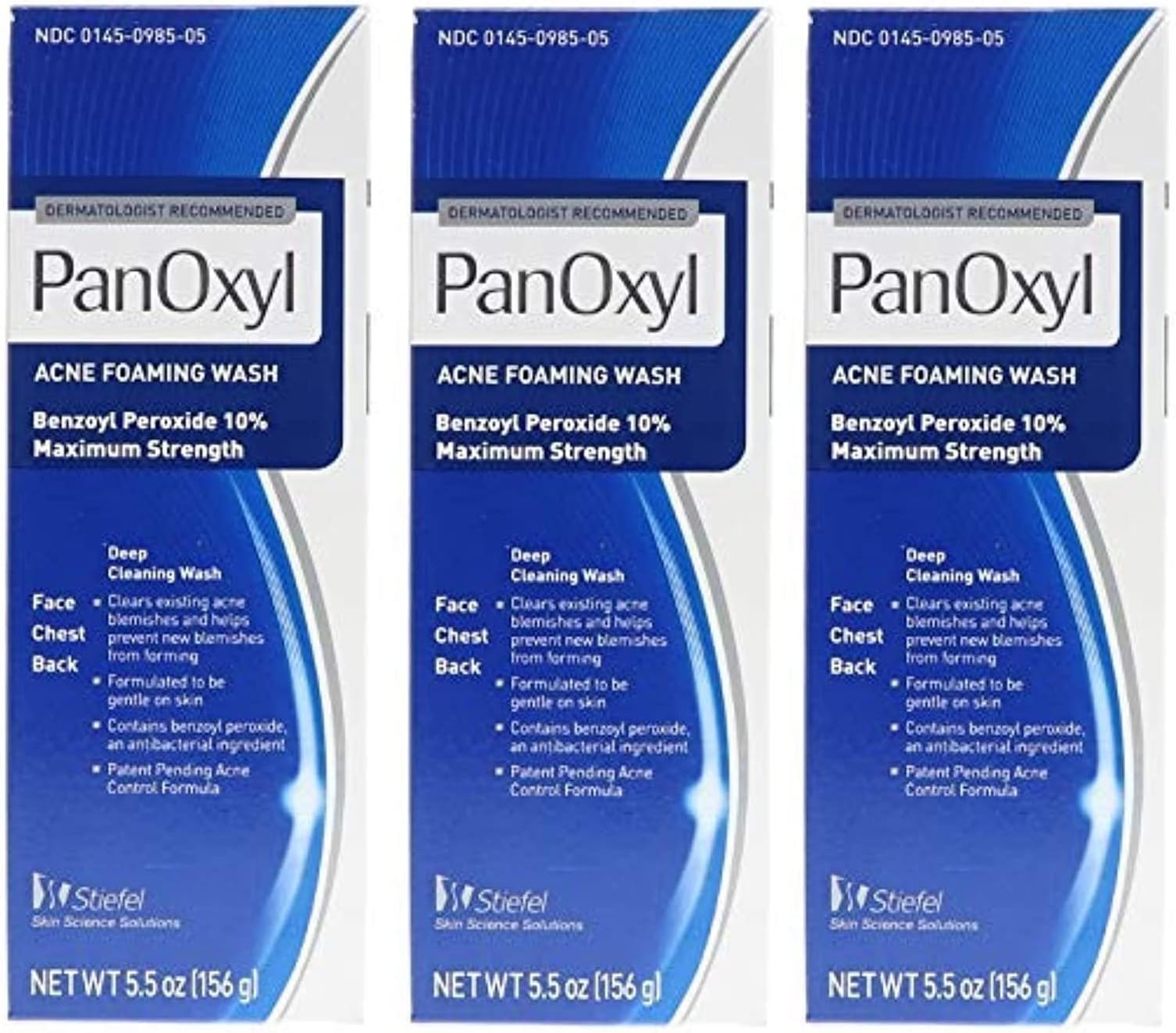 PanOxyl Stiefel 10 Percent Foaming Wash, Net Wt 5.5 oz,(Pack of 3)