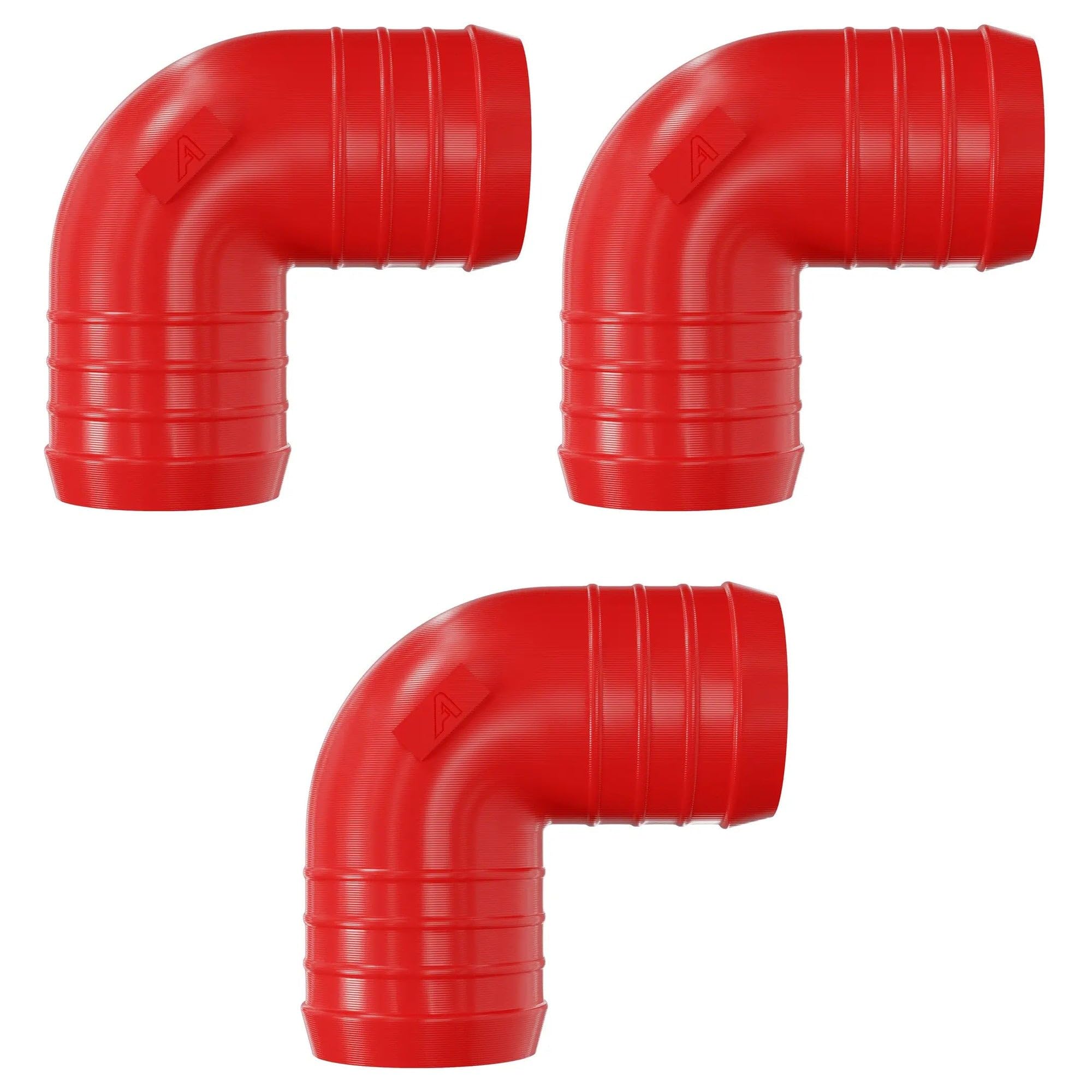3 Pack 76mm 90 Degree Barbed Plastic Hose Elbow Joiner Connector Red