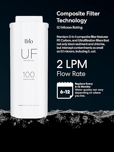 Miniatura 3 de Brio Reemplazo del filtro de agua de ultrafiltración de 3 etapas para sistemas de filtración UF100FBLK y UF100FWHT