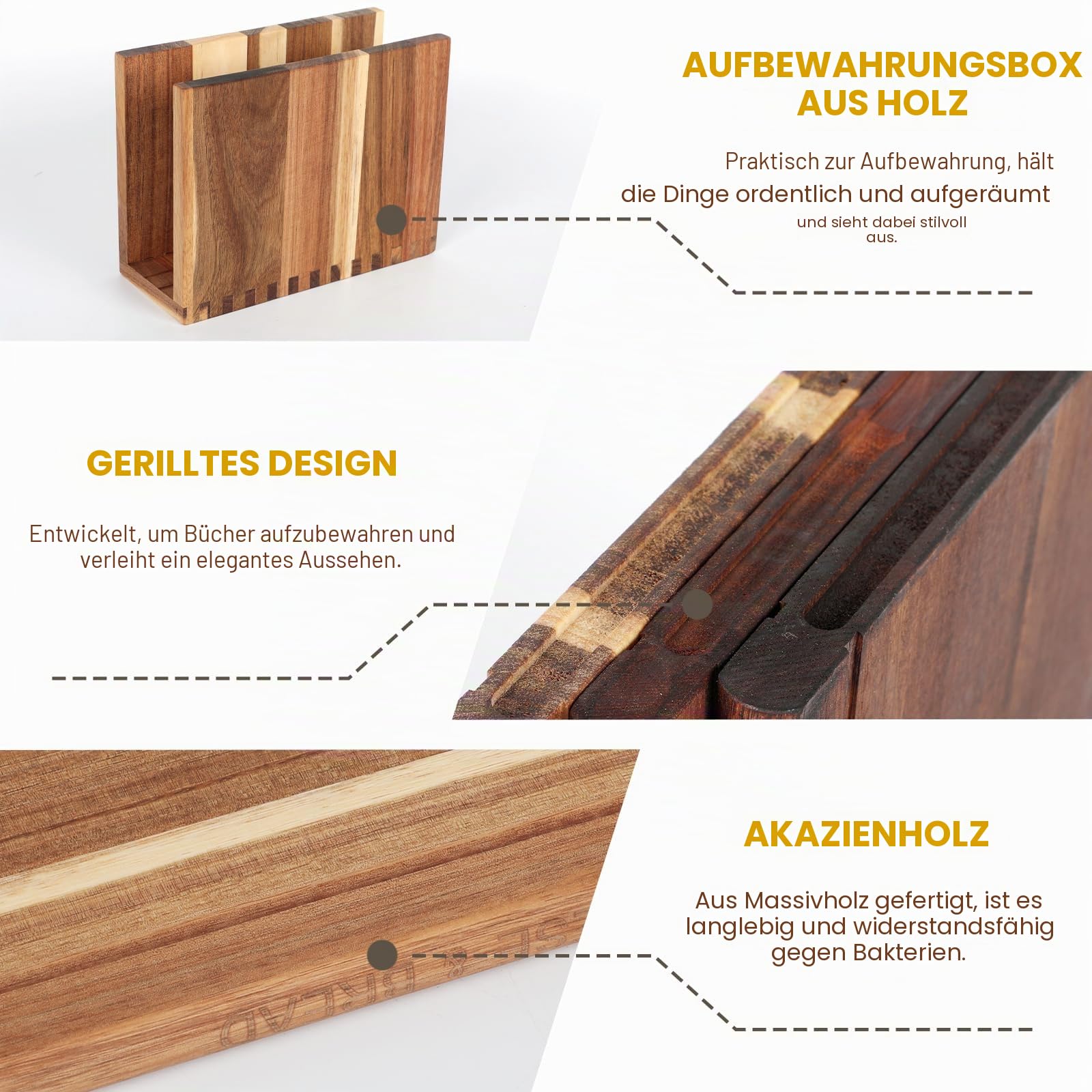 Schneidebrett im Buchdesign, 3er-Set Holzschneidebretter aus Holz, Buchförmige Schneidebretter mit Vertikalem Aufbewahrungsständer für Fleisch, Gemüse und Brot, Küchengeschenk