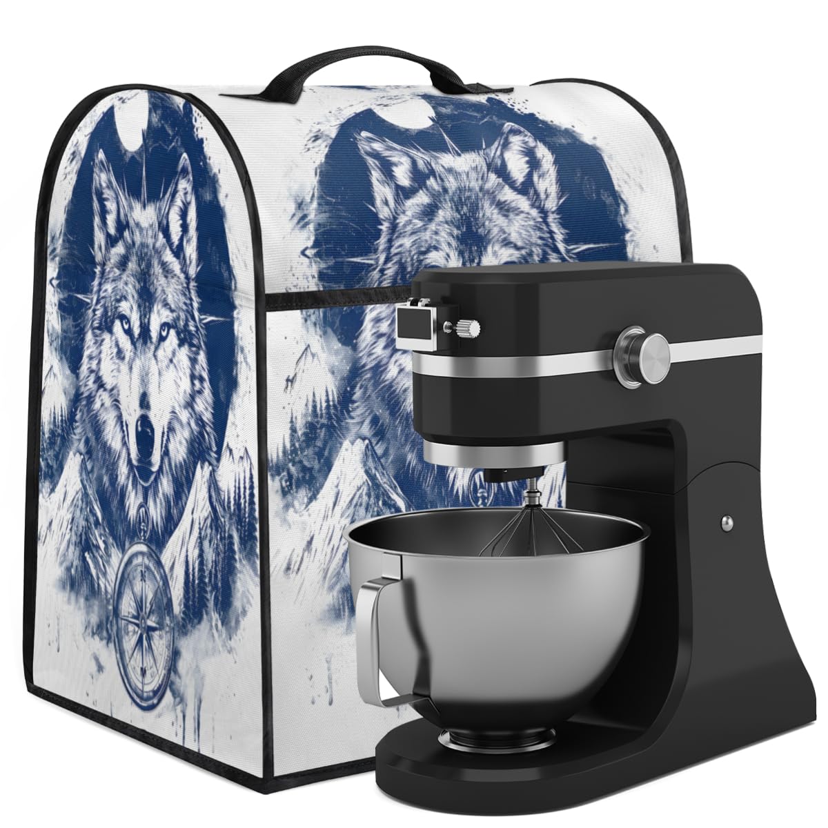Coffee Maker Cover Bohemian Wolf Animal Kitchen Appliance Covers Small Appliance Covers Blender Cover Juicer Cover Dust Covers for Kitchen Appliances with Top Handle and Pockets,Washable,B832