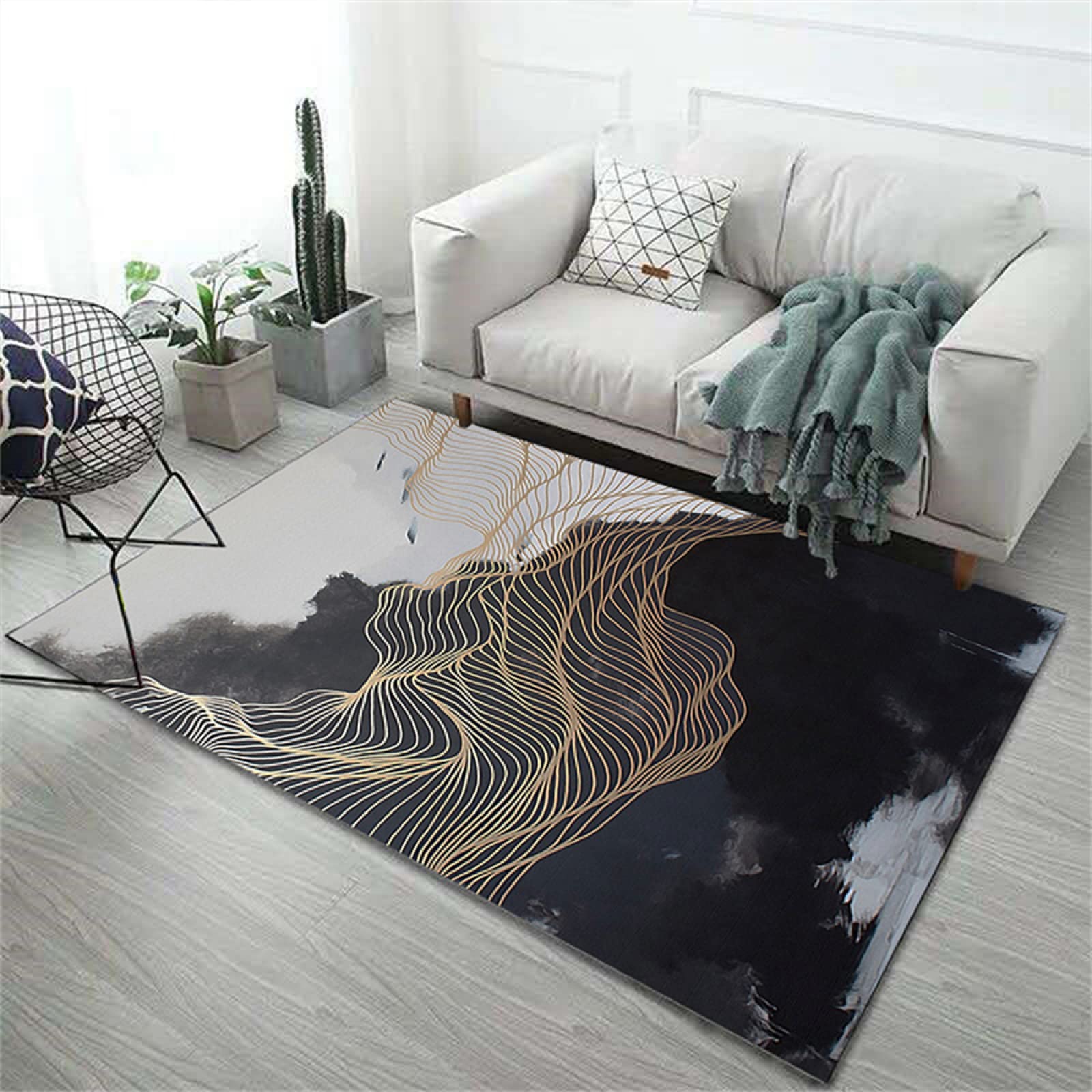 Alfombras a medida 140x200cm en color negro geométrico para el dormitorio infantil y la cocina
