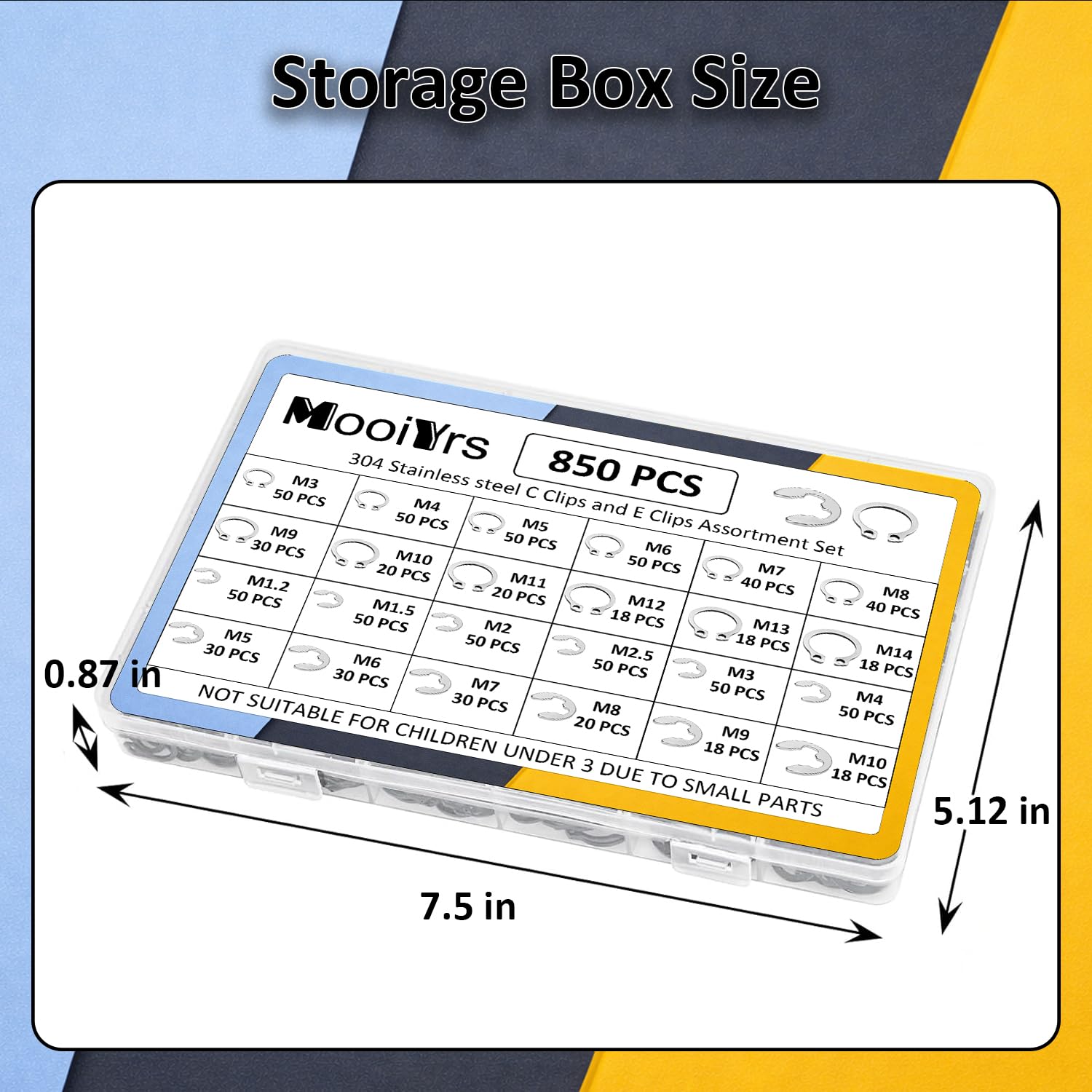 850Pcs C clip External Retaining Rings Snap Rings Assortment(M3-M14) and E clip Assortment Set(M1.2-M10),5Pcs Snap Ring Plier,Tweezer,24 Sizes 304 Stainless Steel Circlip Retaining Clip