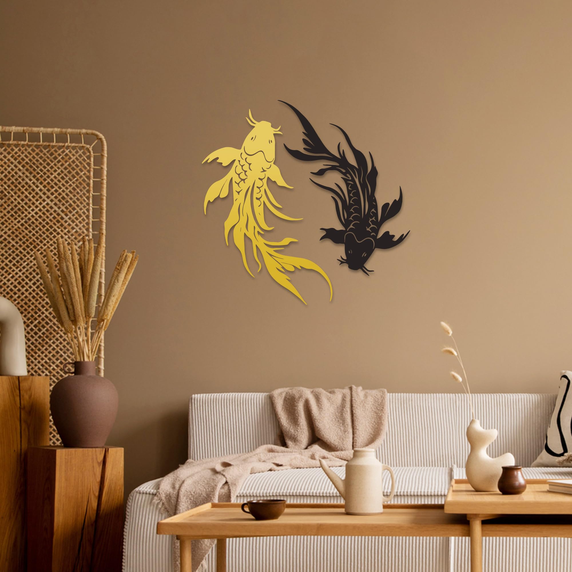 Amazon.com: Xedatric Koi Fish Metal Wall Art–Yin Yang Japanese