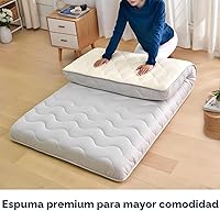 Vista 5 de Colchón de Futón Japonés para Suelo, 100% Espuma Cómoda de Alta Densidad, Colchón Plegable Engrosado de 3.5 Pulgadas, Tapete Tatami para Dormir