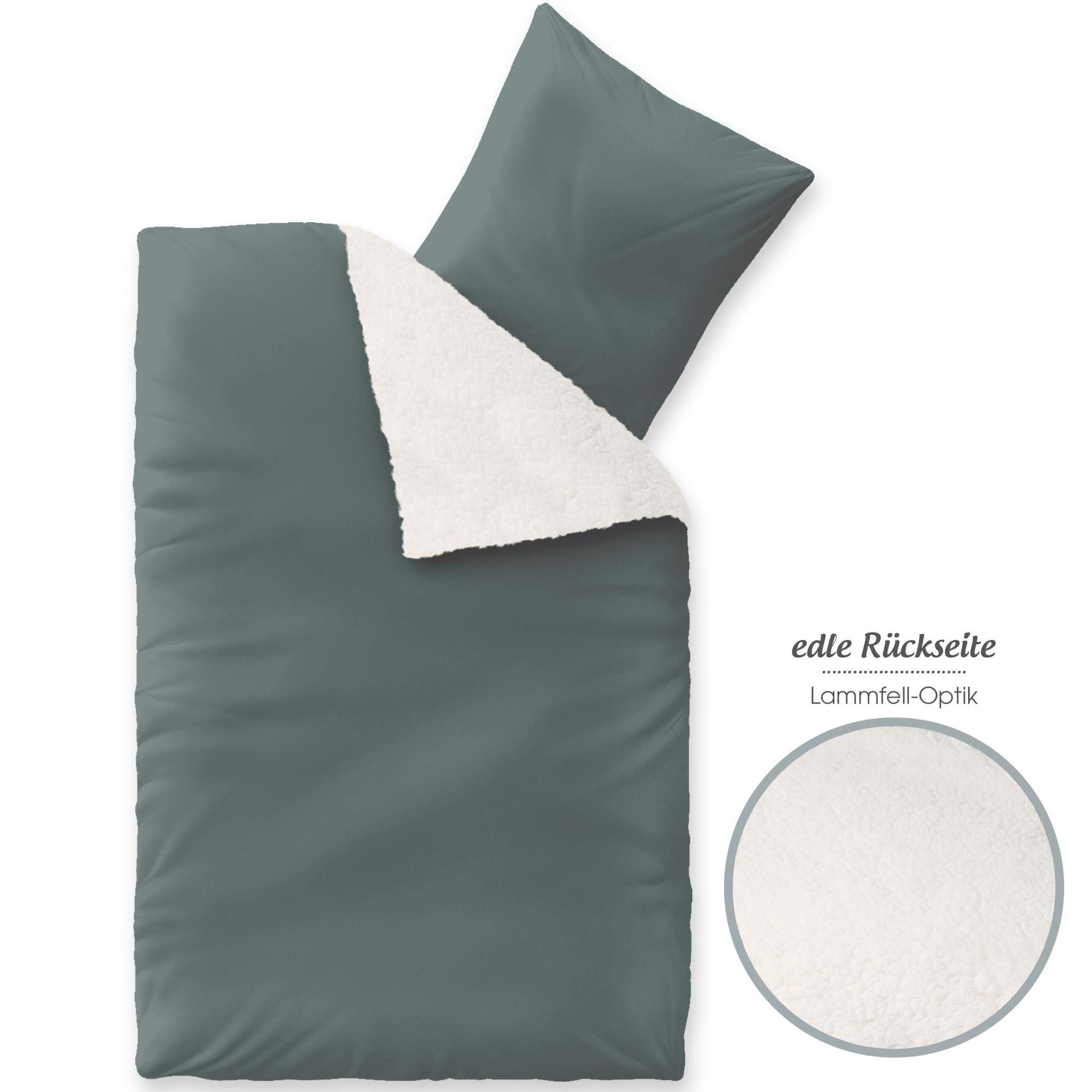 aqua-textil Arctic Bettwäsche 135 x 200 cm Lammfell Optik Bettbezug Nicki Fleece Bezug mit Reißverschluss grau
