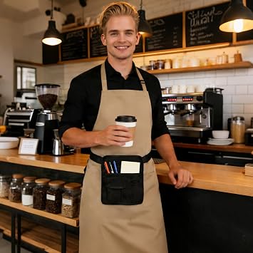 ZMD Server Apron Waist Pouch, Restaurant Waitress Apron with Pockets Utility Belt Women Work Apron Waist Pouch with Adjustable Belt Money Bag Tool Pouch for Hotel, Bar, Gardening, Nursing