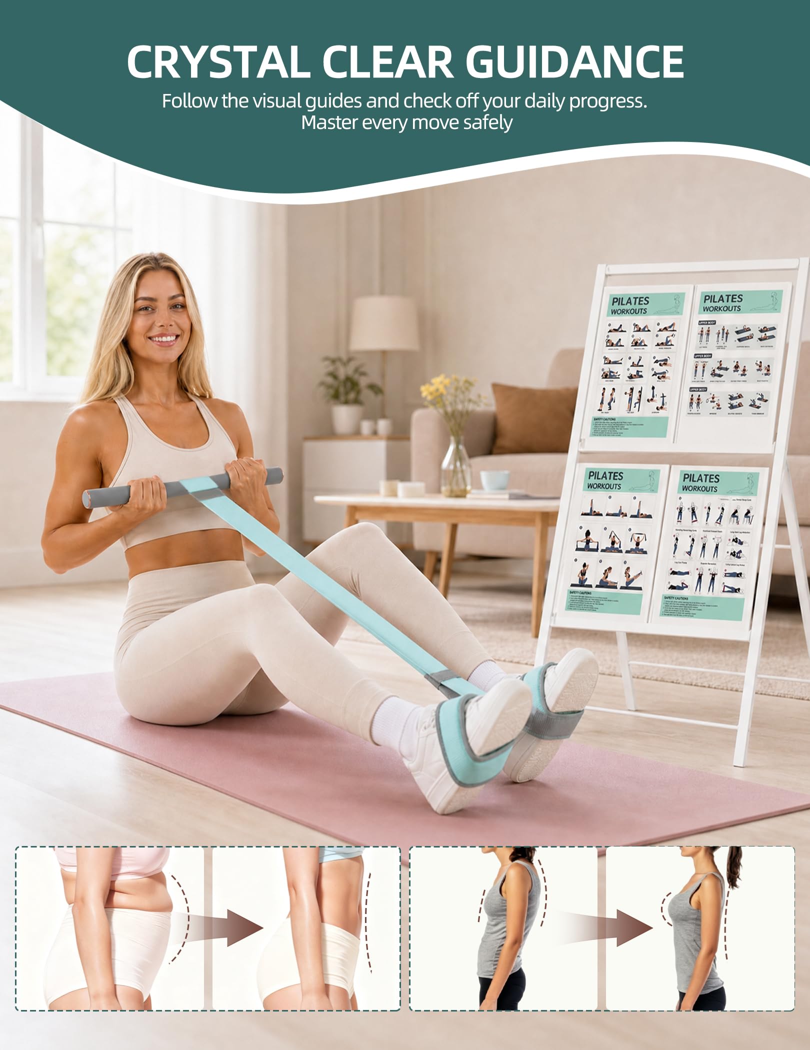 Zestaw pilates Essentials dla kobiet, zestaw do pilatesu do ćwiczeń domowych z pierścieniem do pilatesu, mini piłką, opaską oporową, paskiem do jogi, skarpetkami, torbą, sprzętem do pilatesu dla