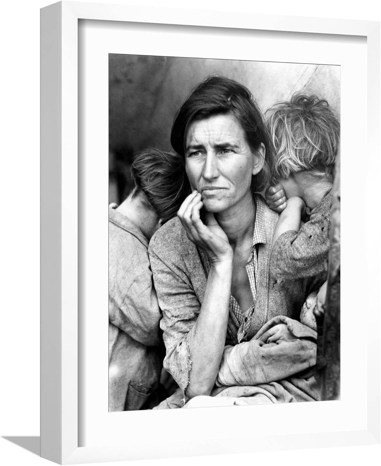 ART.COM Framed Wall Art Prints Migrant Mother, 1936. by Dorothea Lange, Figurative Decor, 12" x 16", Black Frame with White Mat