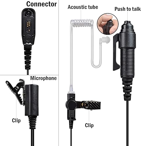 Miniatura 2 de Auriculares Walkie-Talkie, tres cables de tubo acústico con PTT para radio bidireccional Motorola XPR6350 XPR6550 XPR7550 APX 4000 6000 7000 HT