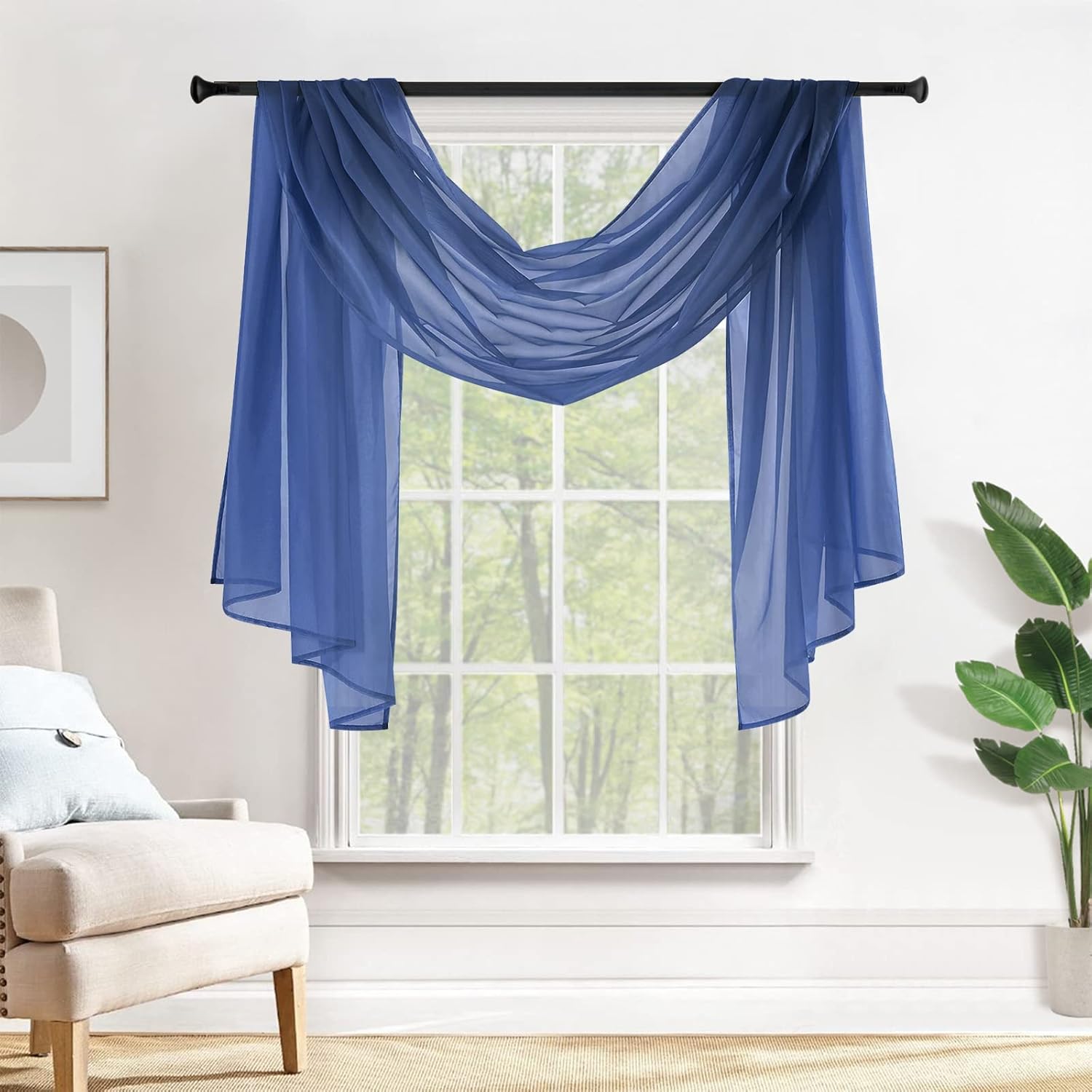 MIULEE Sheer Window Scarf Valance Luxury Topper Curtain