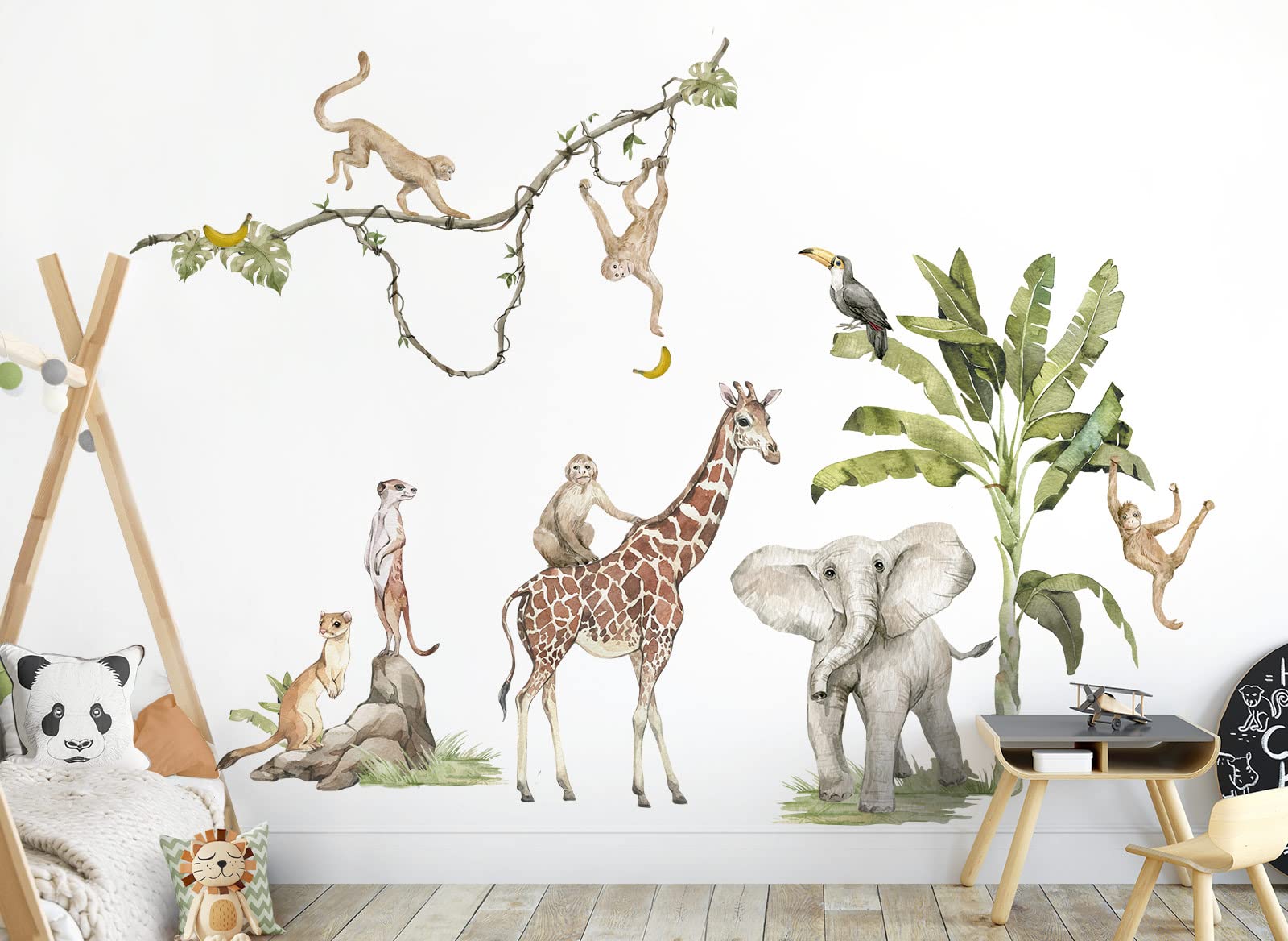 Grandora XXL Wandsticker Set Safari Baum Tiere Wandtattoo für Kinderzimmer DL765-5